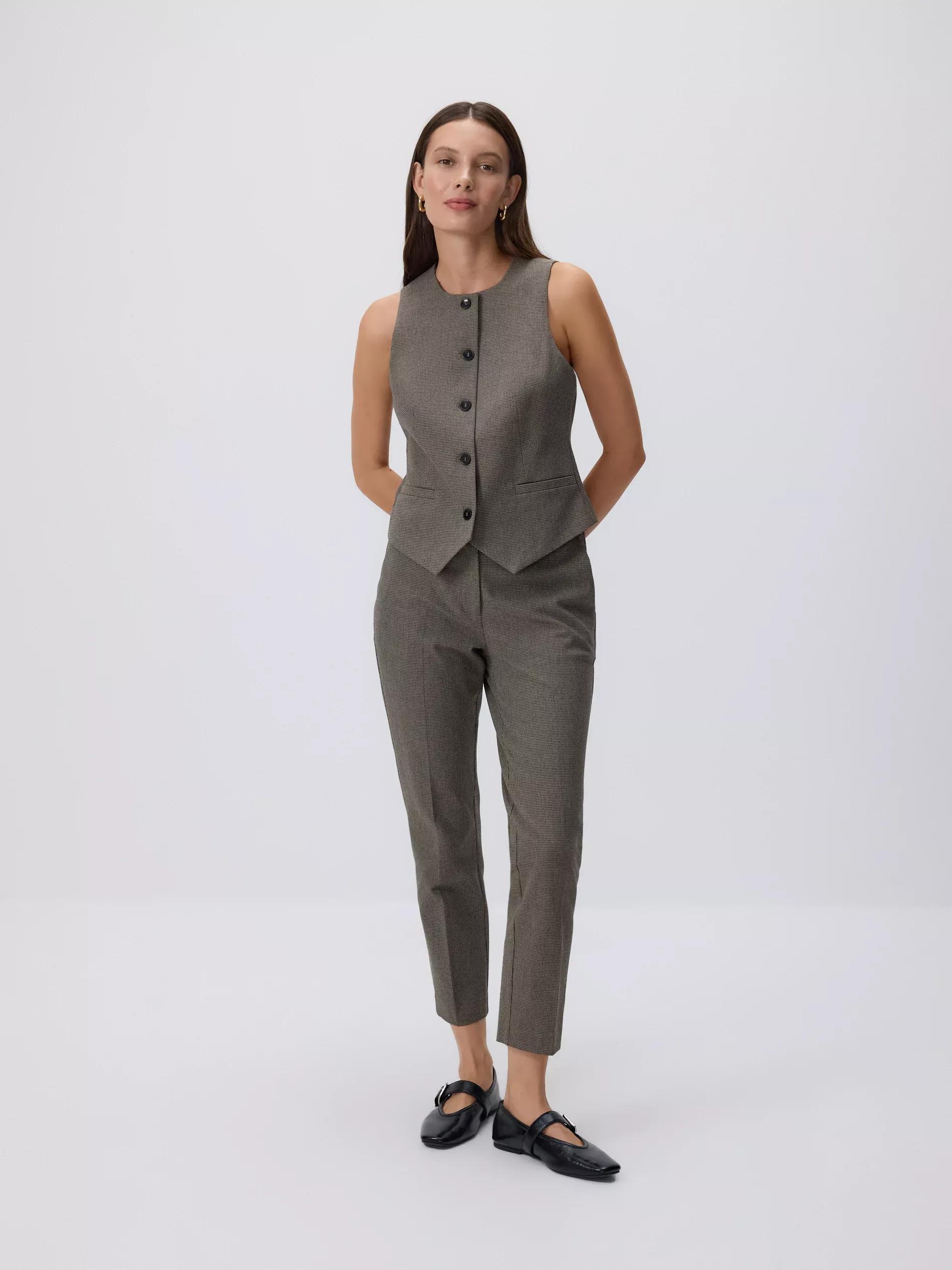 Multicolour Cigarette Trousers With Belt, Multicolor, large image number 0