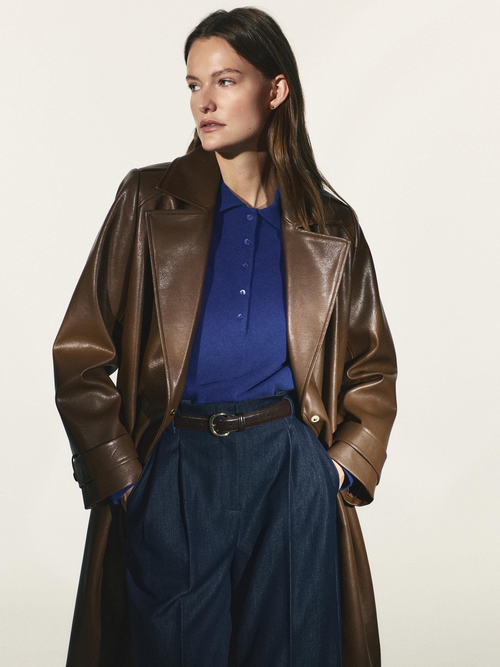 Brown Combined Materials Belt, Brown, medium