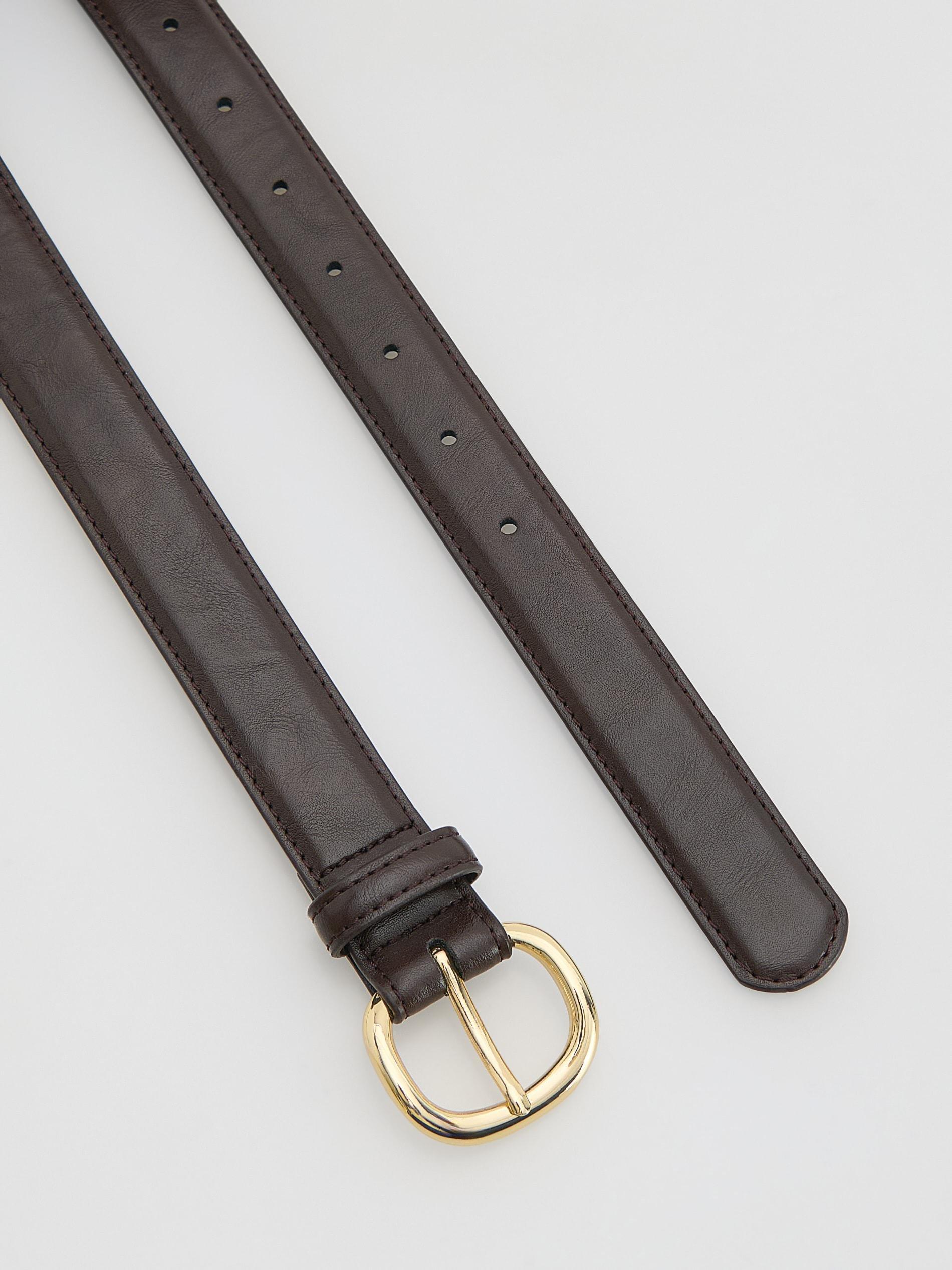 Brown Combined Materials Belt, Brown, medium