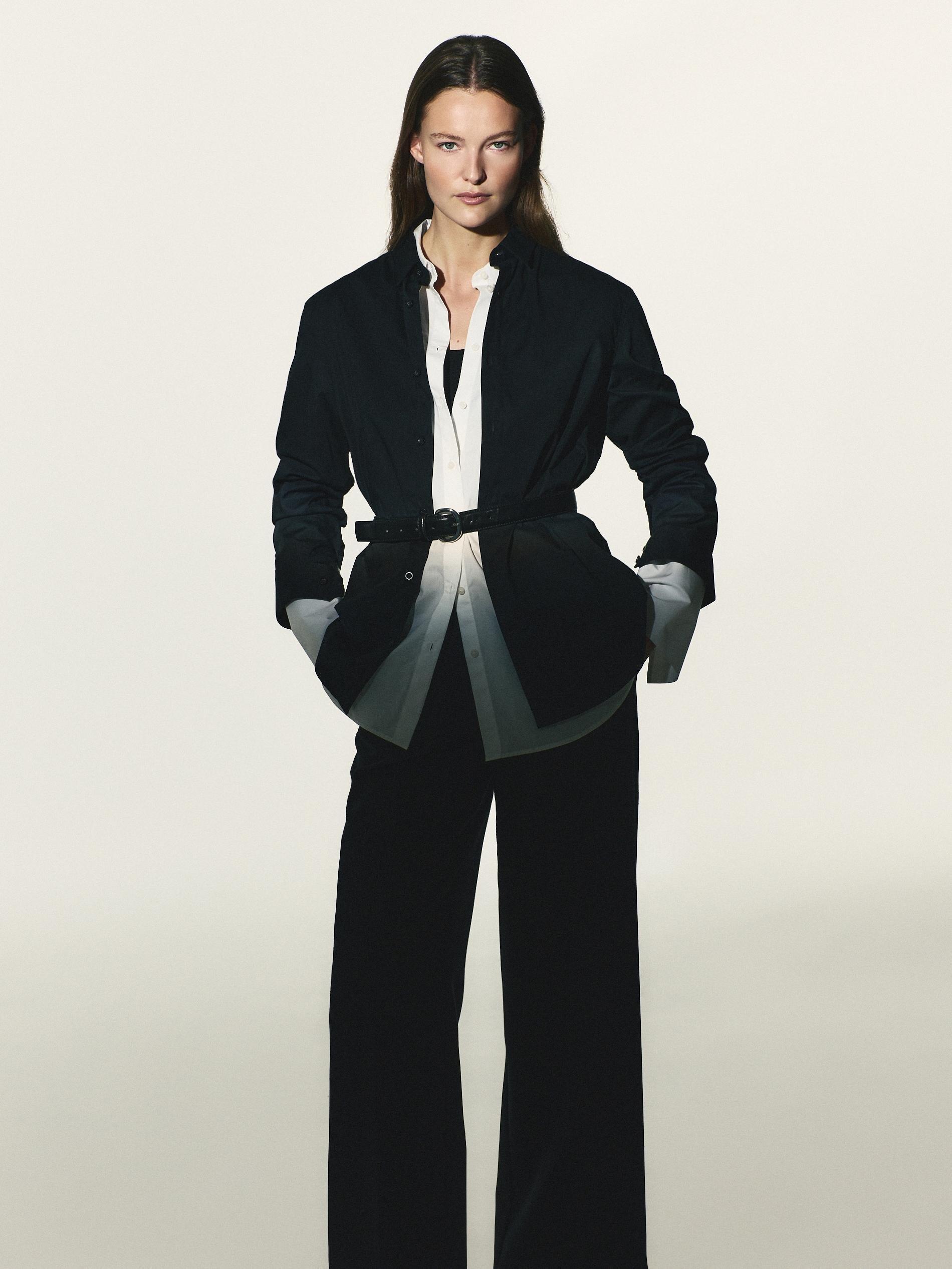 Black Combined Materials Belt, Black, medium