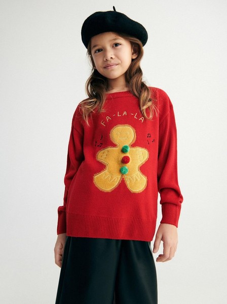 Reserved - Red Jumper With 3D Applique, Kids Girls