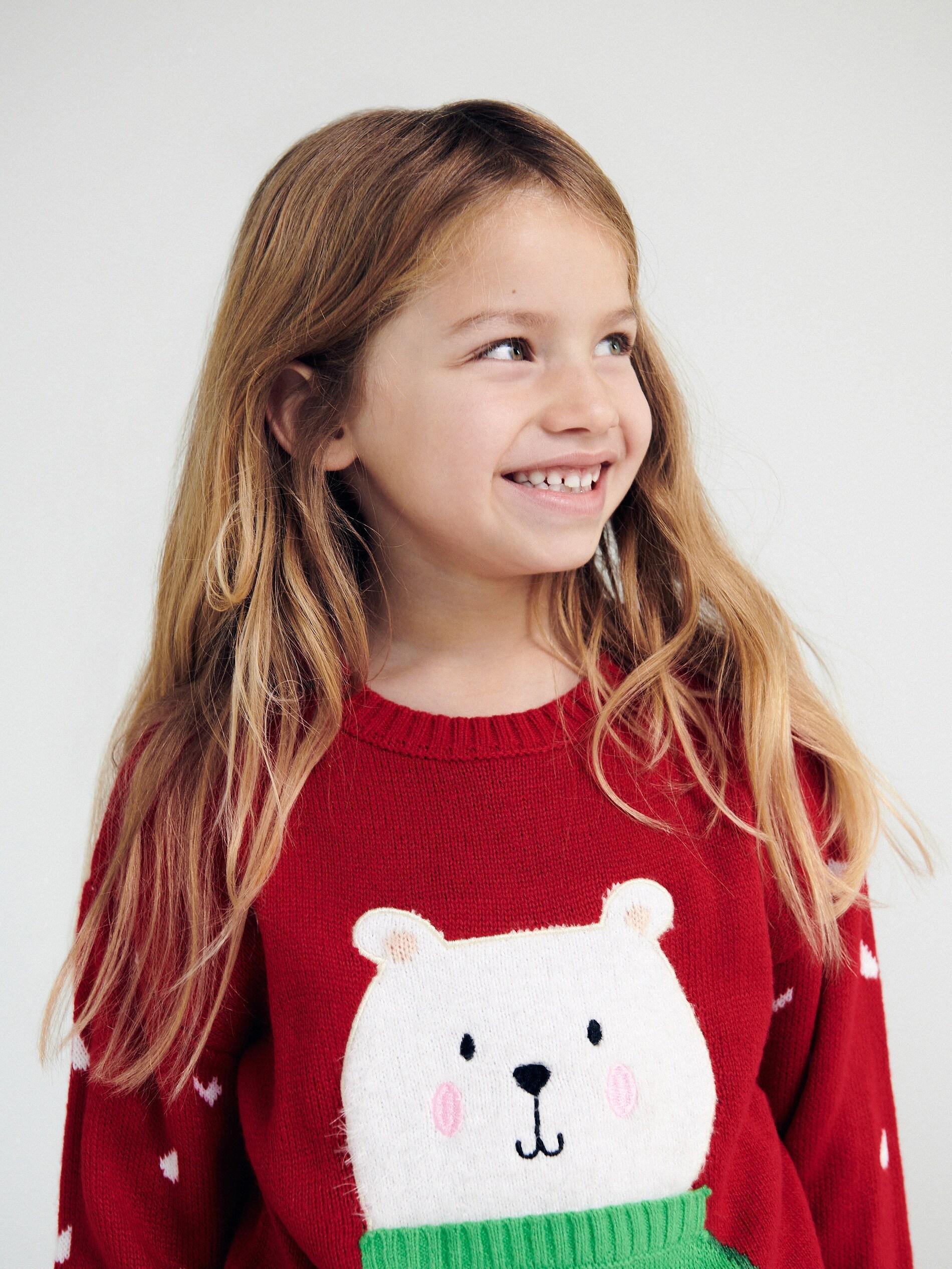 Red Jumper With Shiny Christmas Lights, Kids Girls, , large image number 1