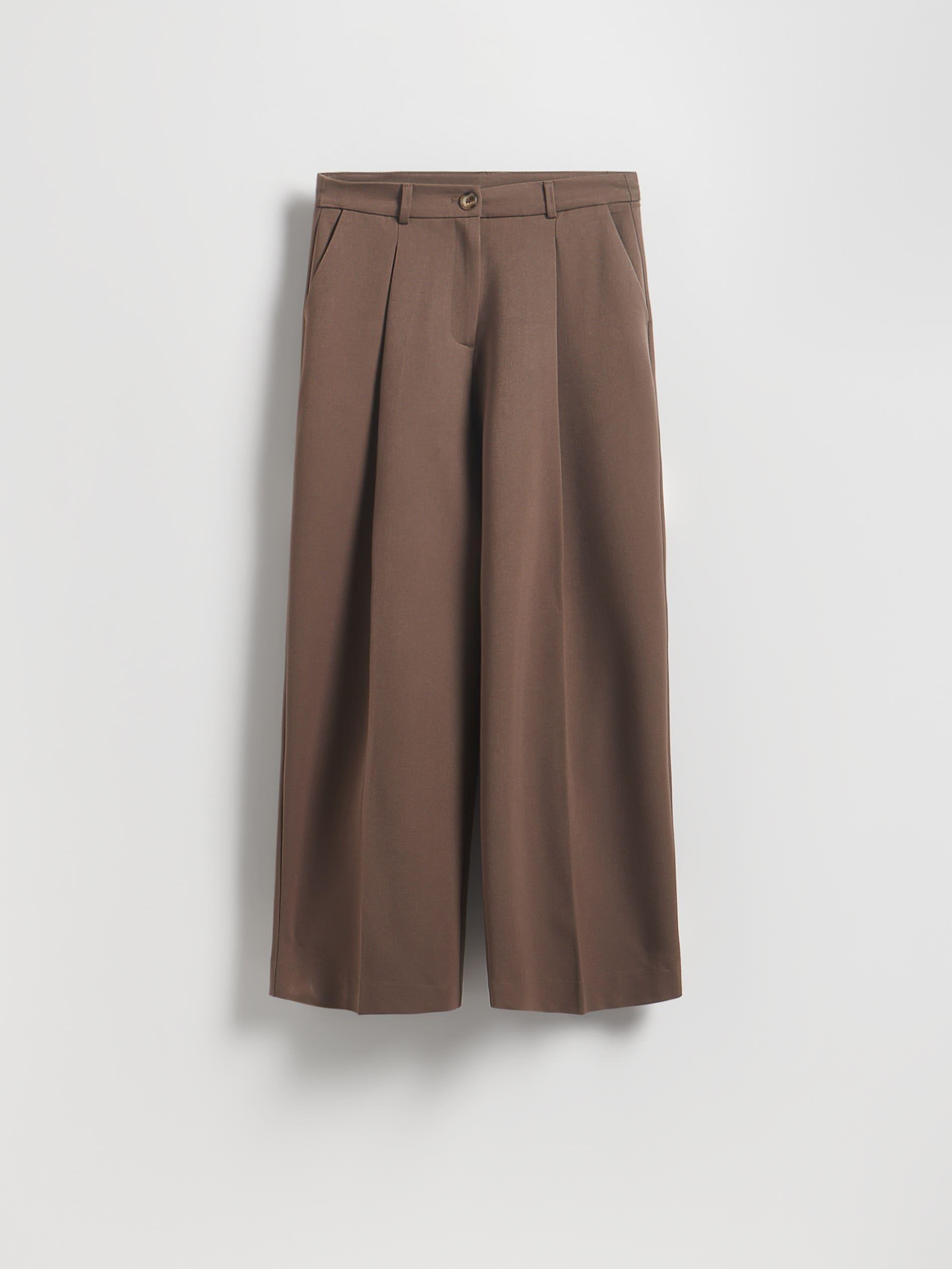 Brown Loose Trousers With Crease, , large image number 0