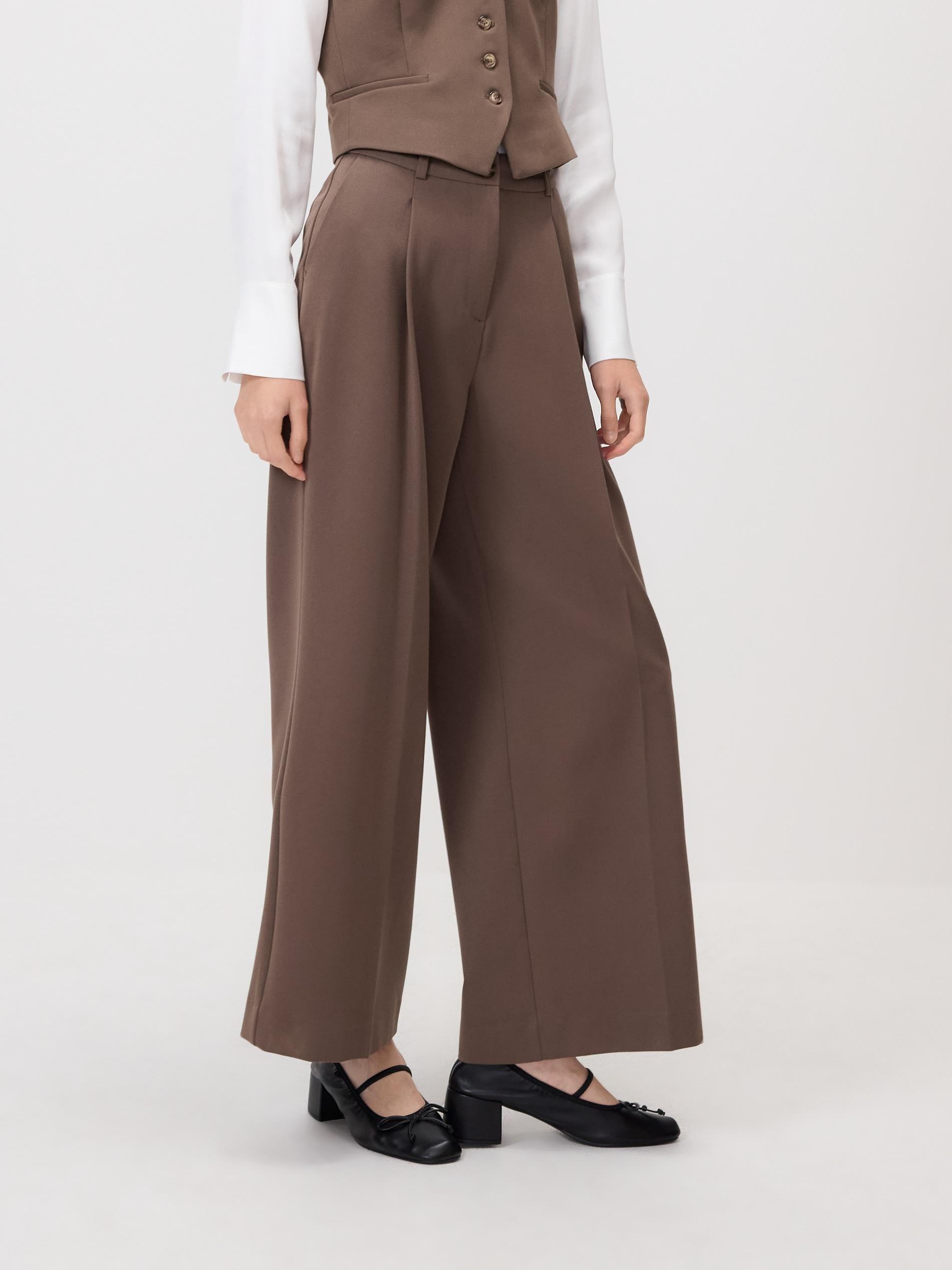 Brown Loose Trousers With Crease, Grey, large image number 1