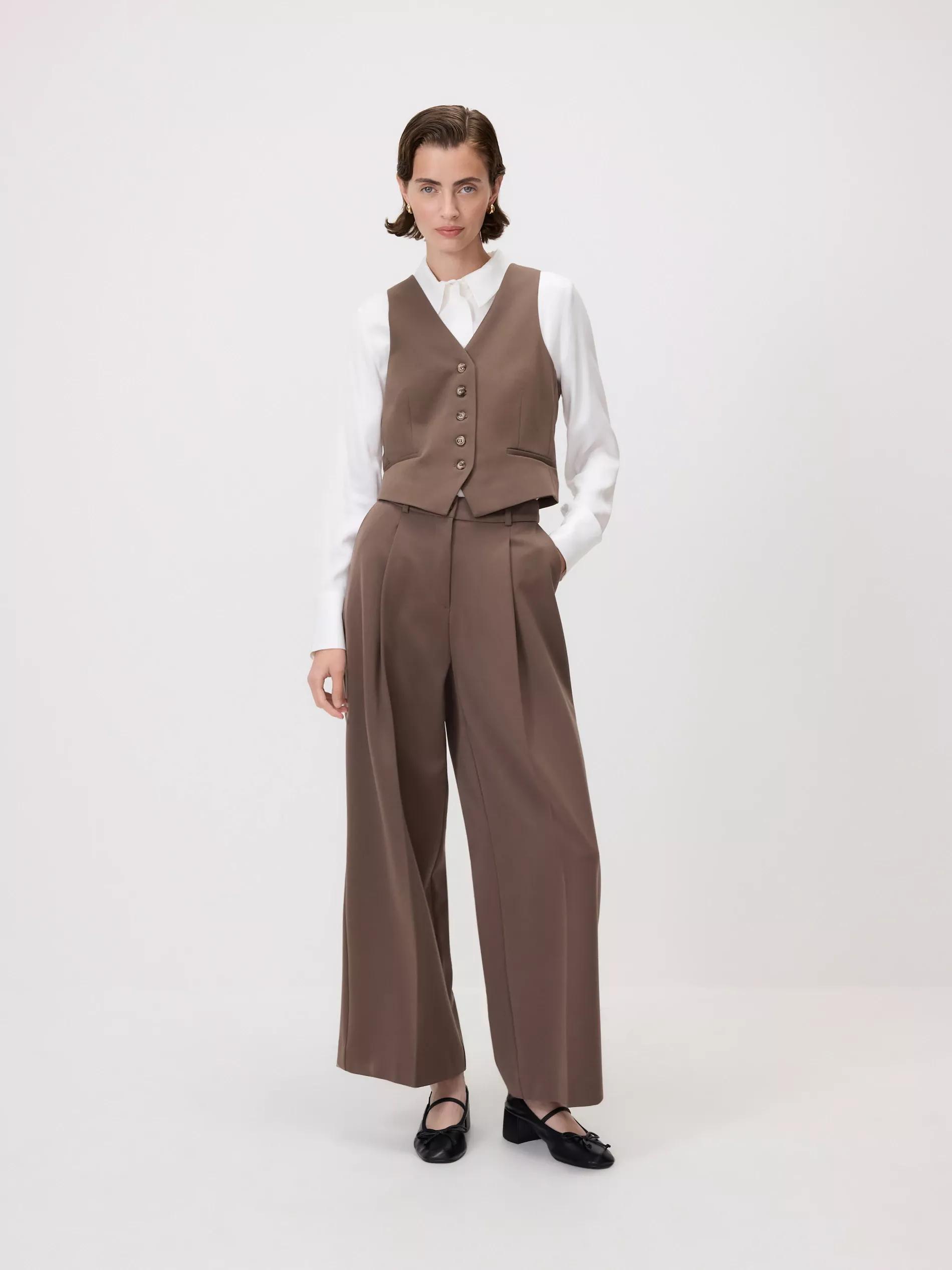 Brown Loose Trousers With Crease, Grey, large image number 2