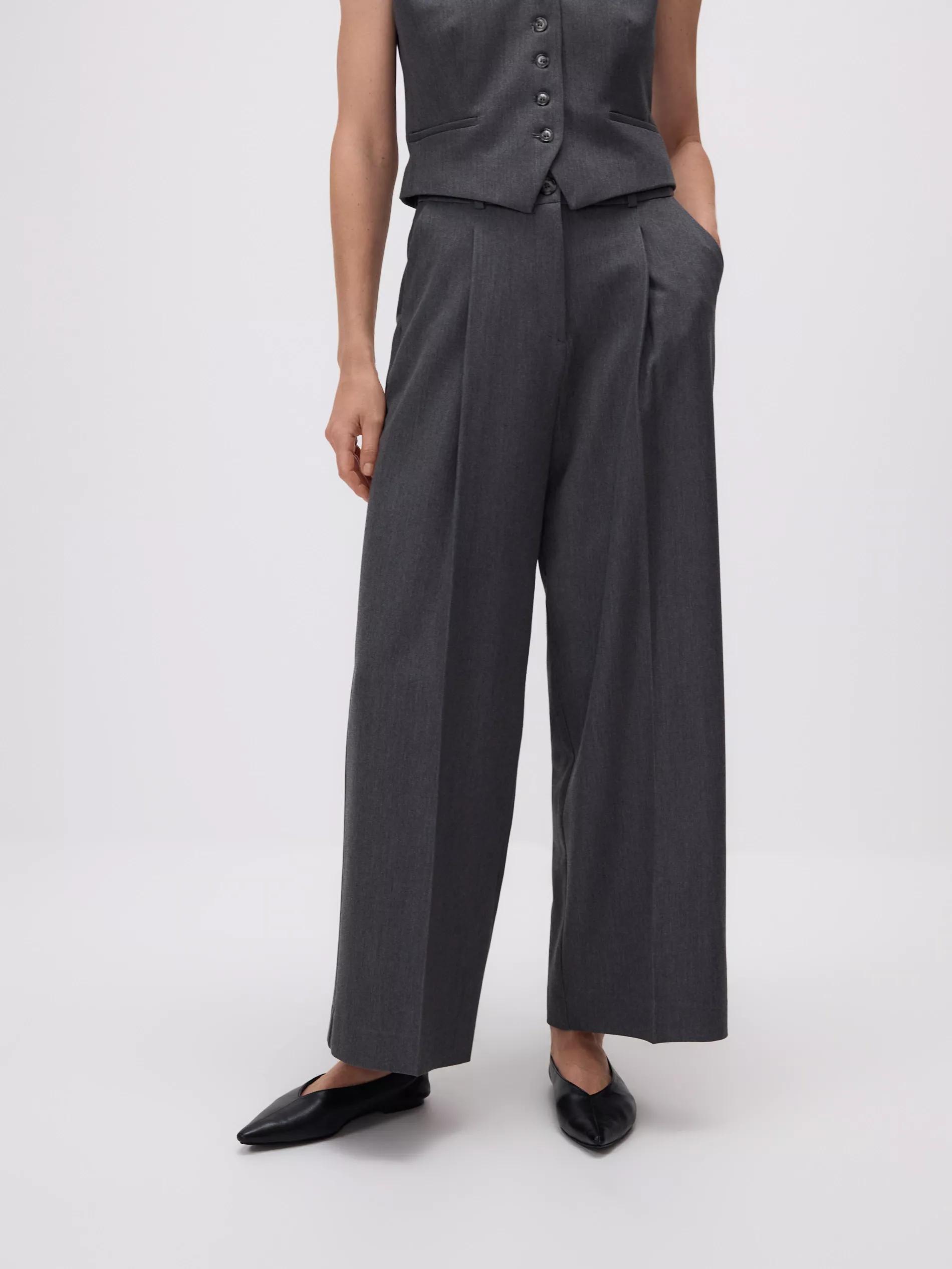MID GREY Loose trousers with crease, , large image number 1