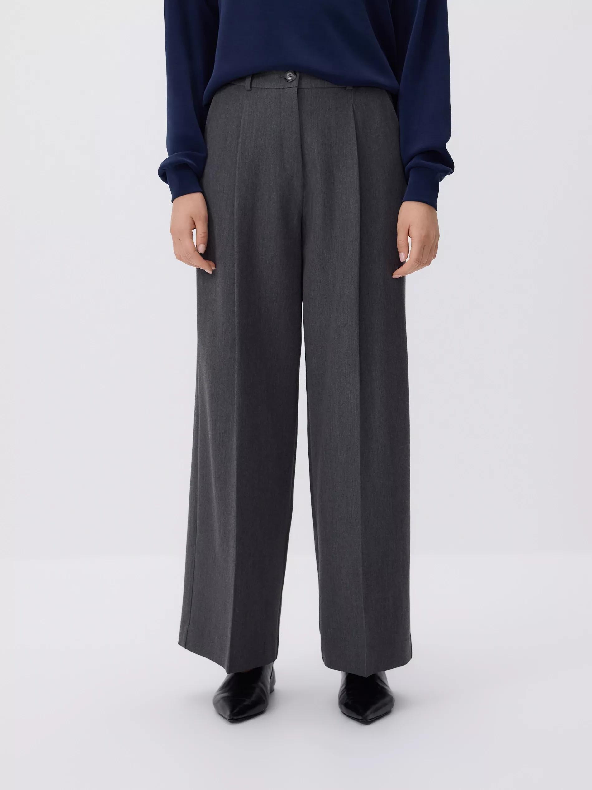 Grey Loose Trousers With Crease, Grey, medium