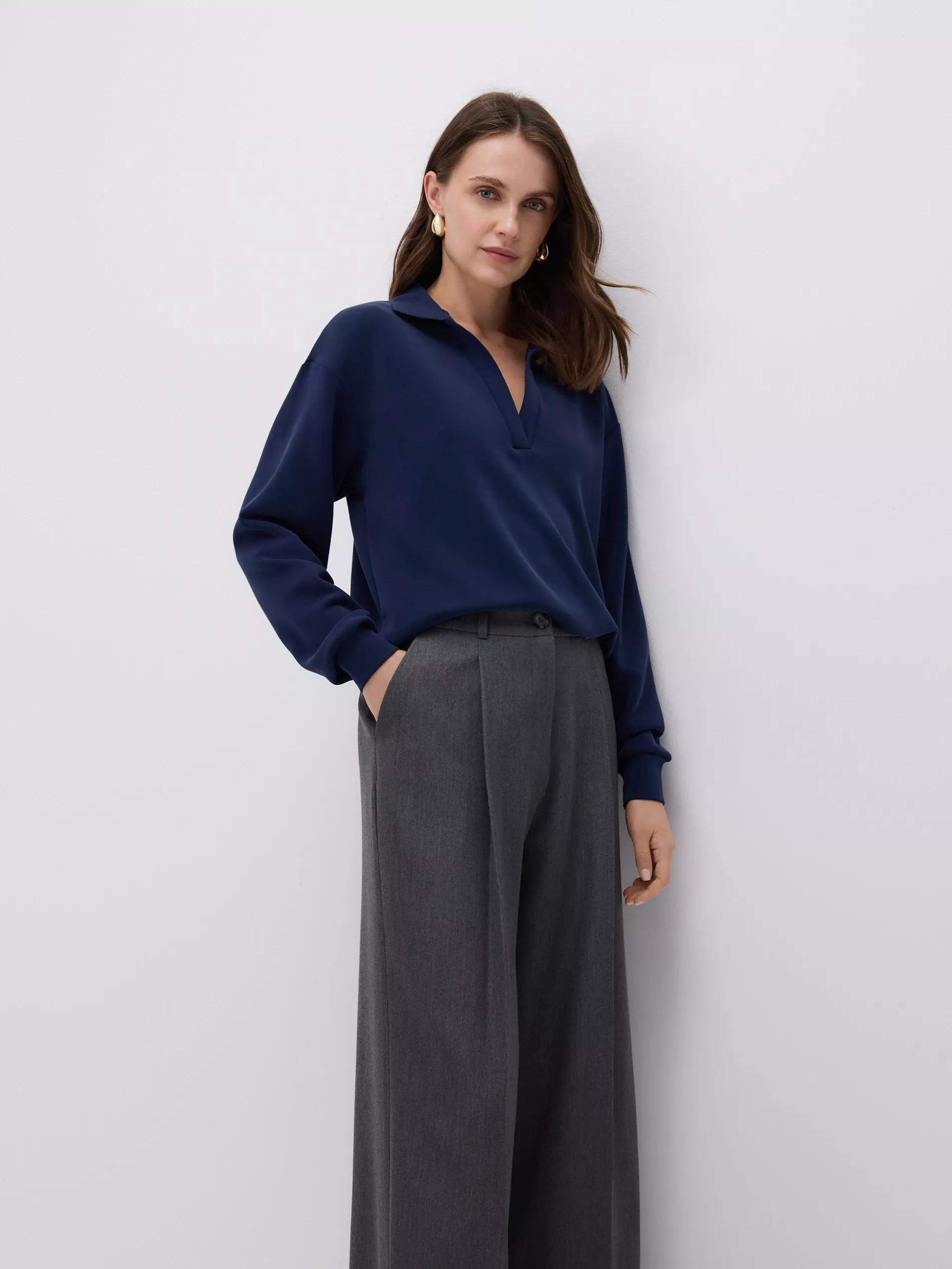 Grey Loose Trousers With Crease, Grey, medium