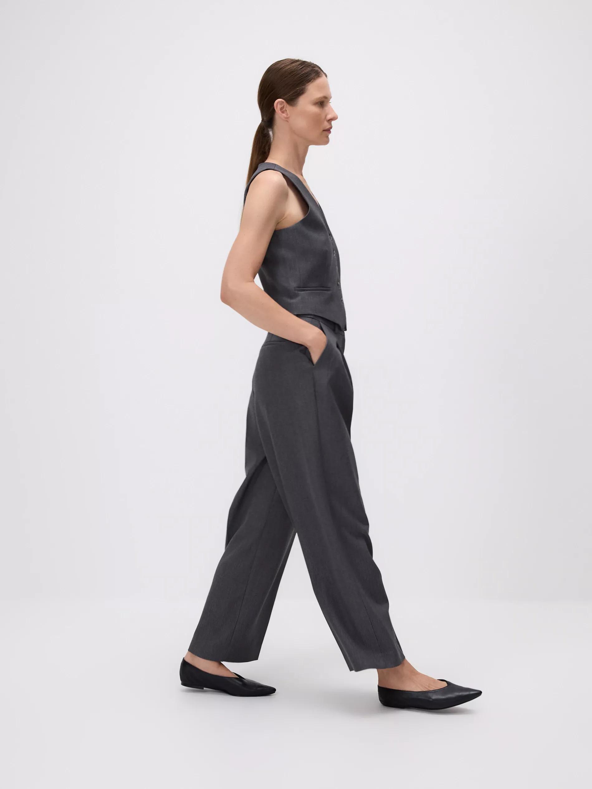 MID GREY Loose trousers with crease, , large image number 3
