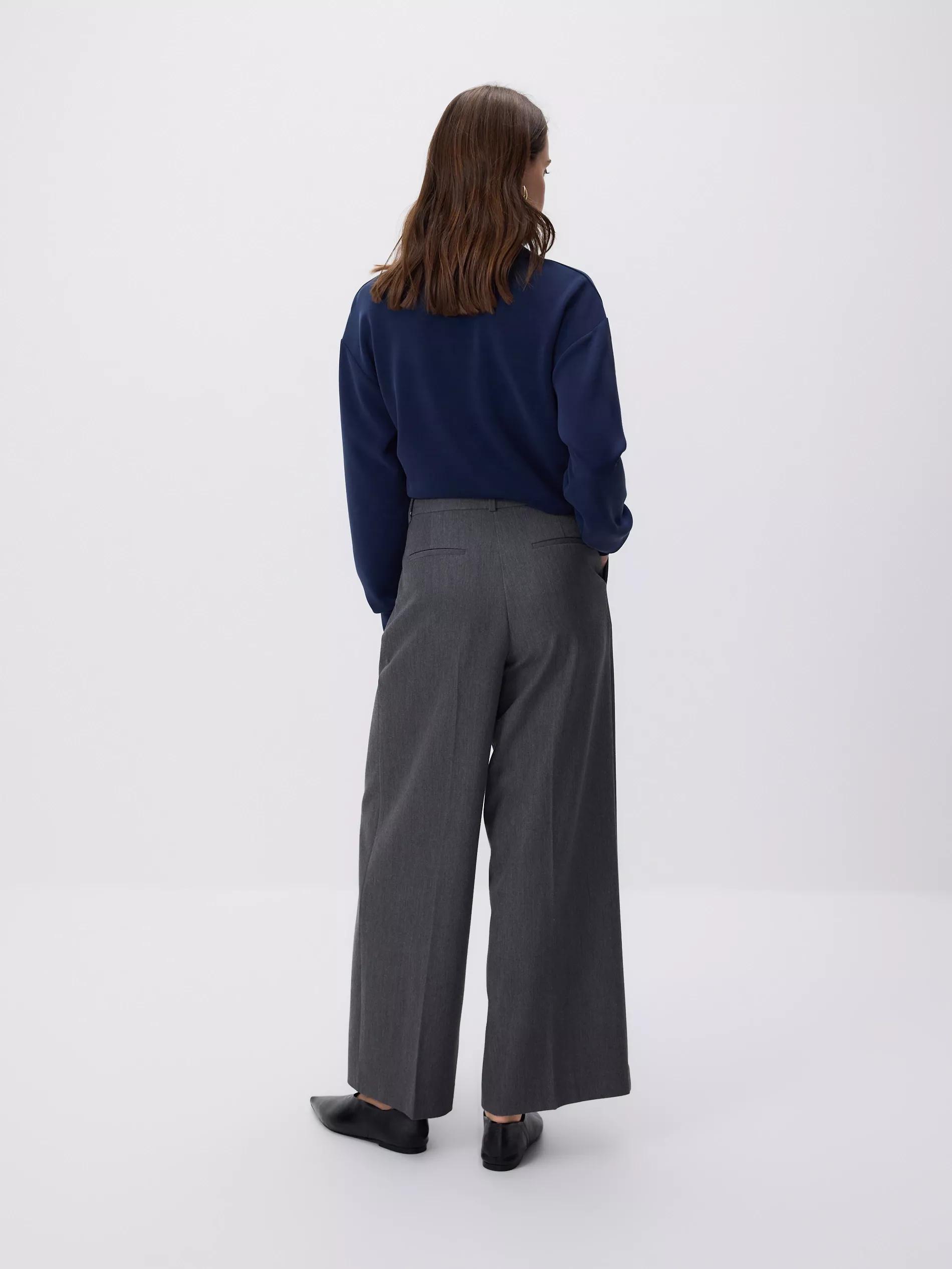 Grey Loose Trousers With Crease, Grey, large image number 3