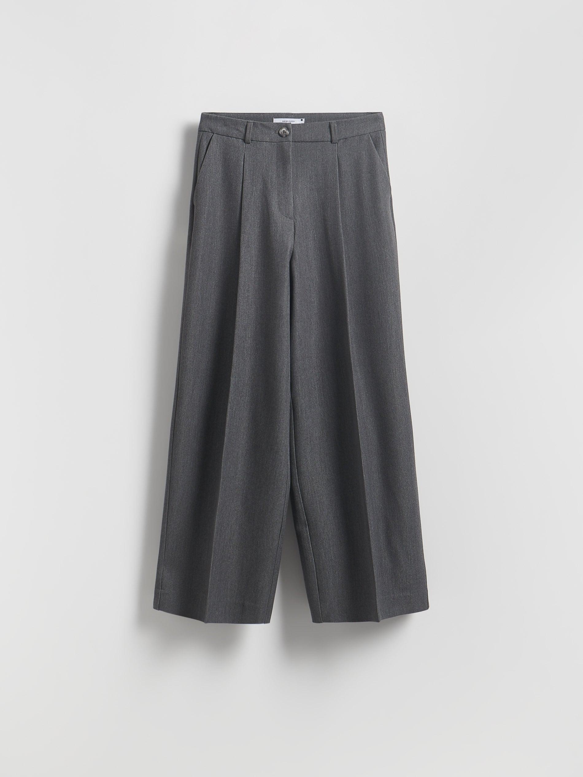 MID GREY Loose trousers with crease, , large image number 4