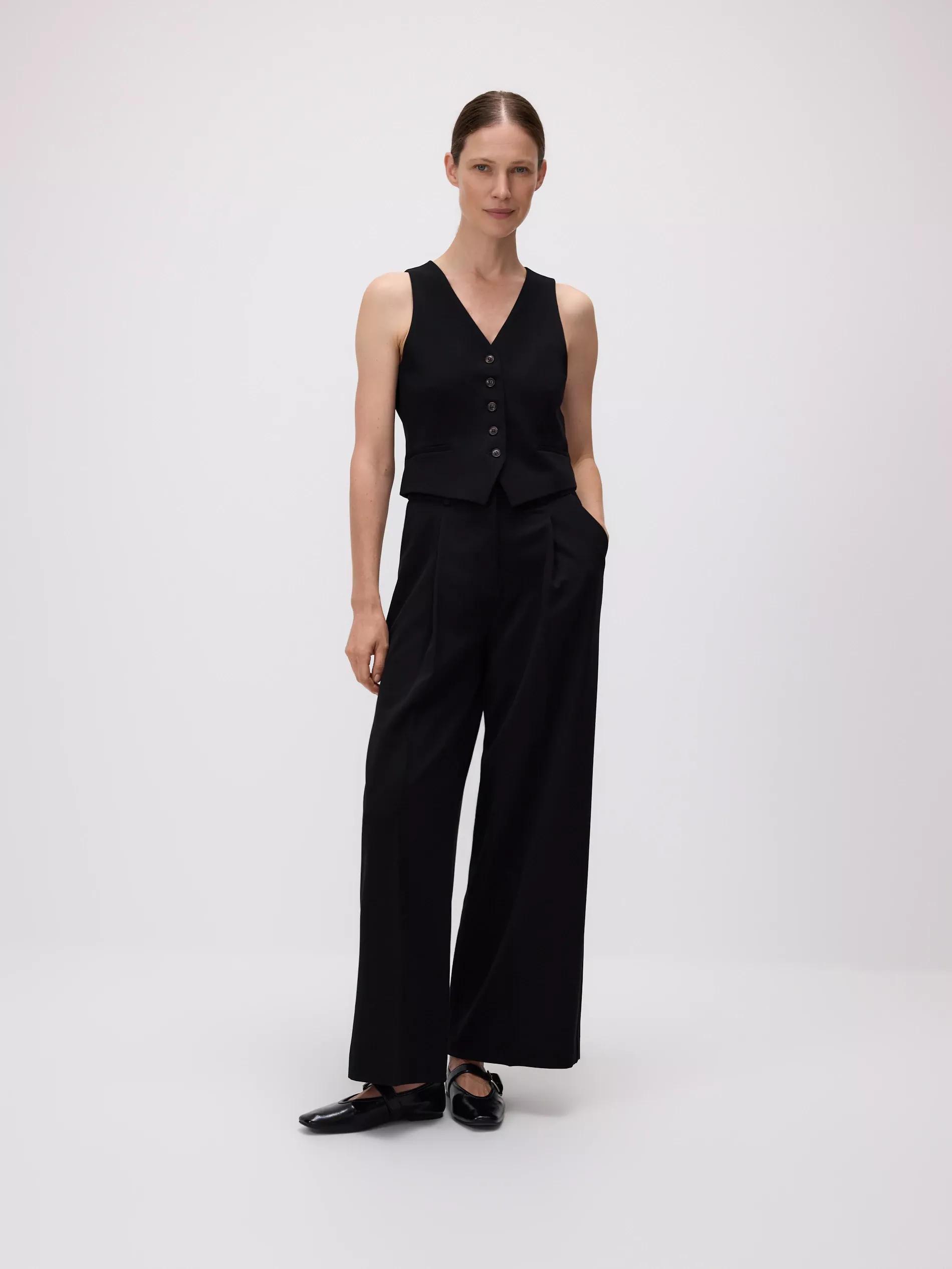 BLACK Loose trousers with crease, , medium