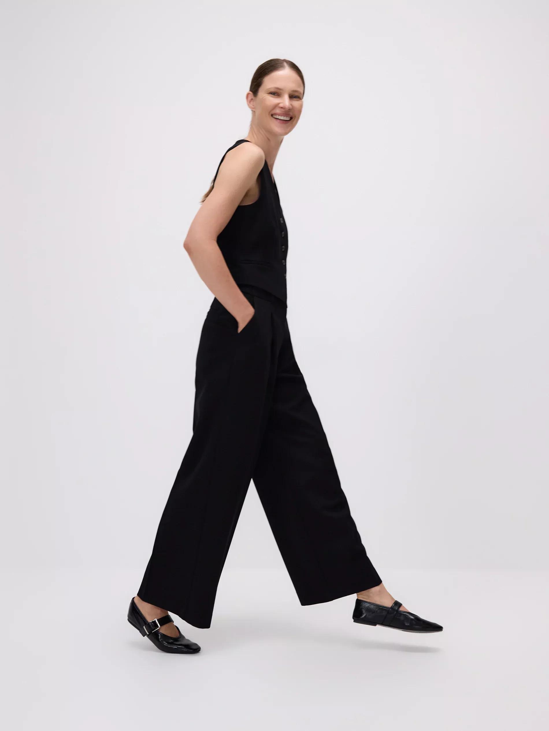 Black Loose Trousers With Crease, , large image number 1