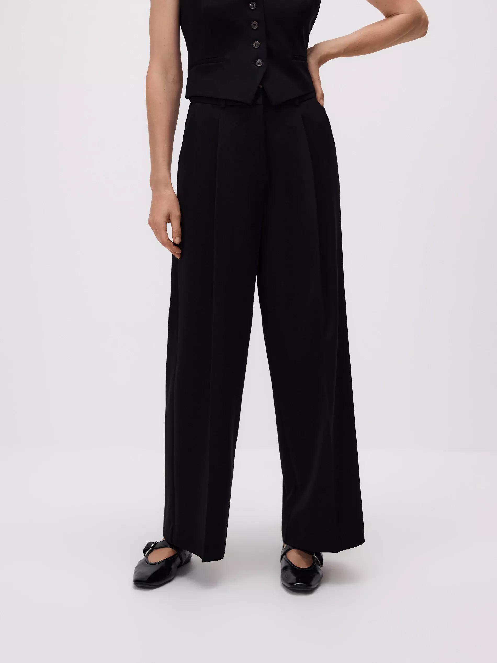 Black Loose Trousers With Crease, , large image number 2