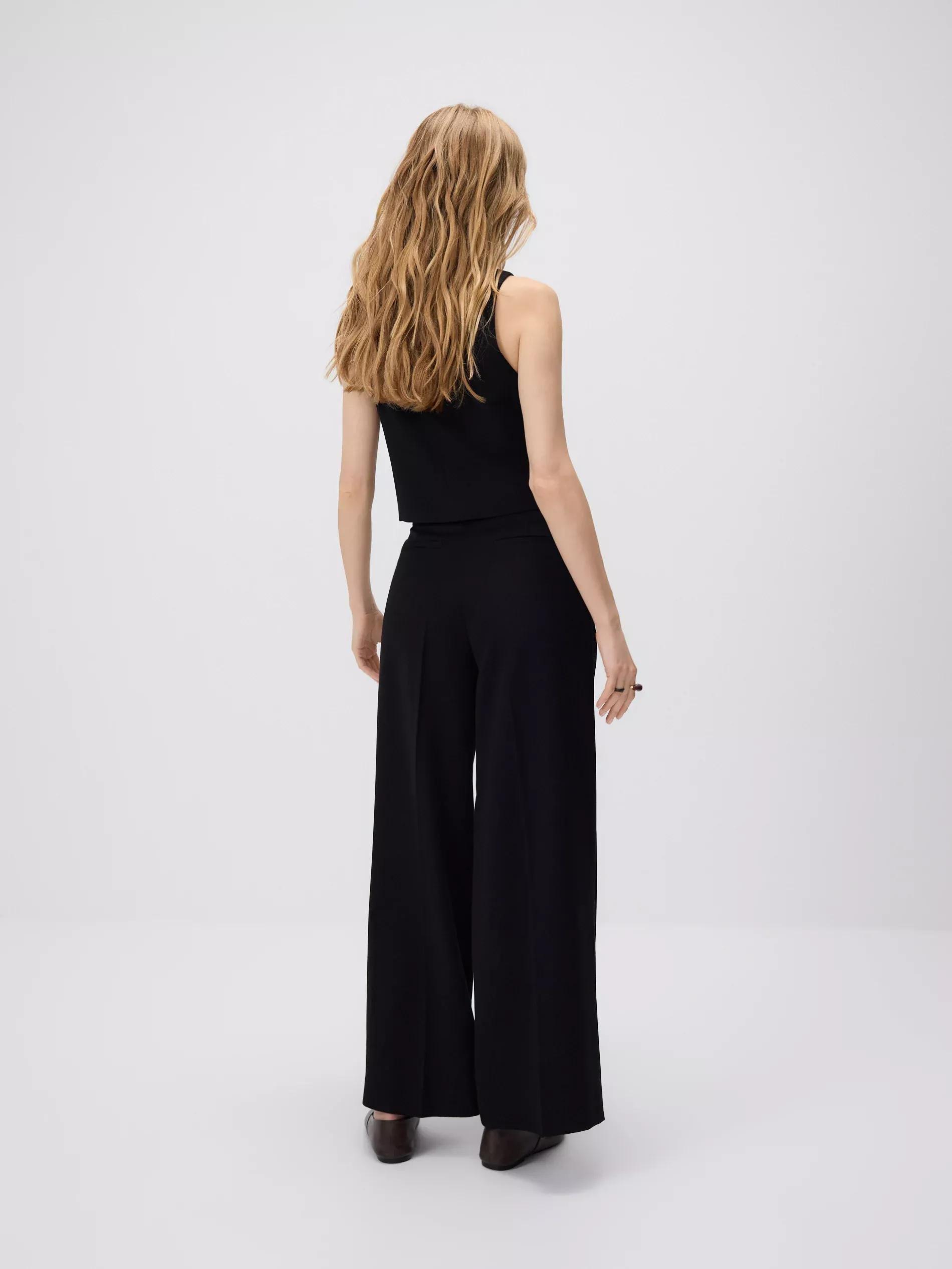 Black Loose Trousers With Crease, Black, large image number 3