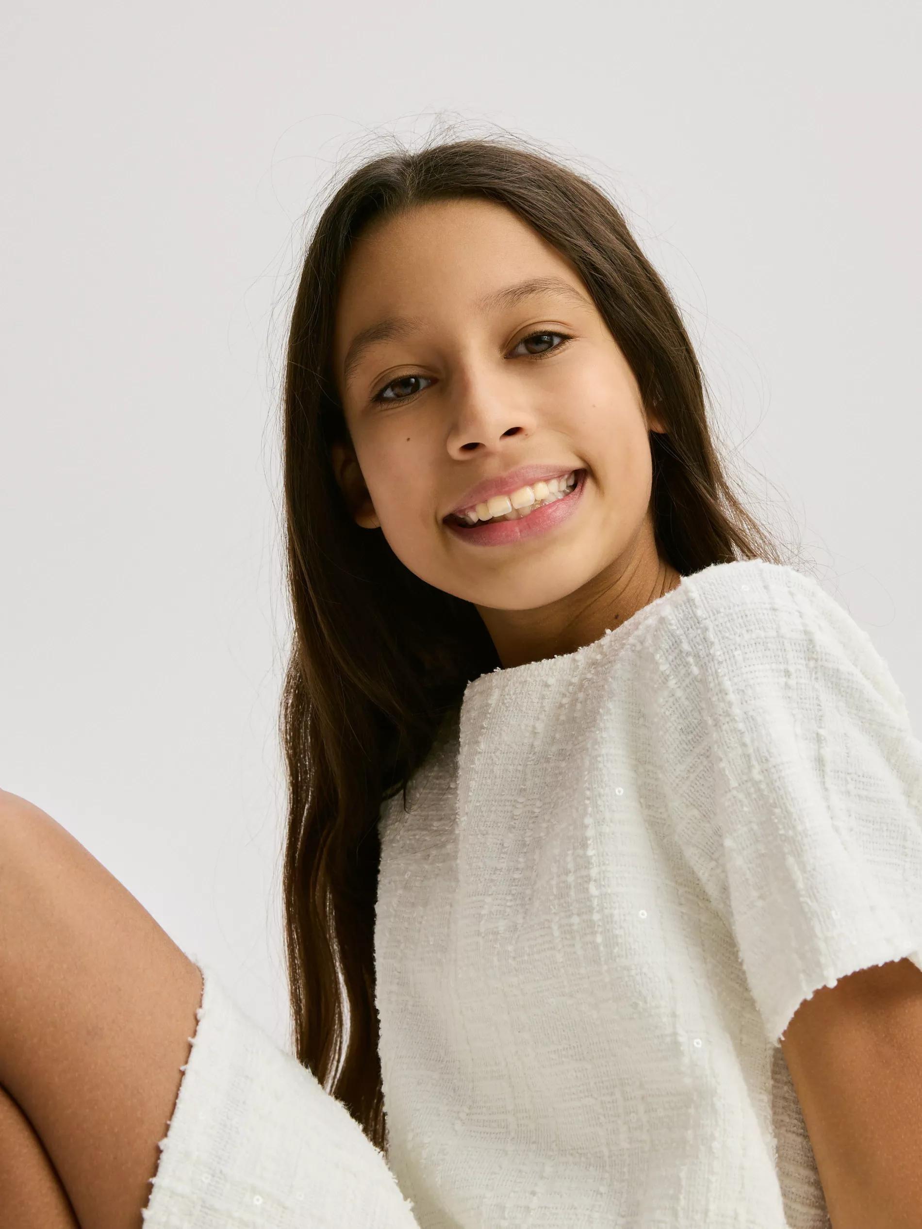 Cream Dress, Kids Girl, Ivory, large image number 0