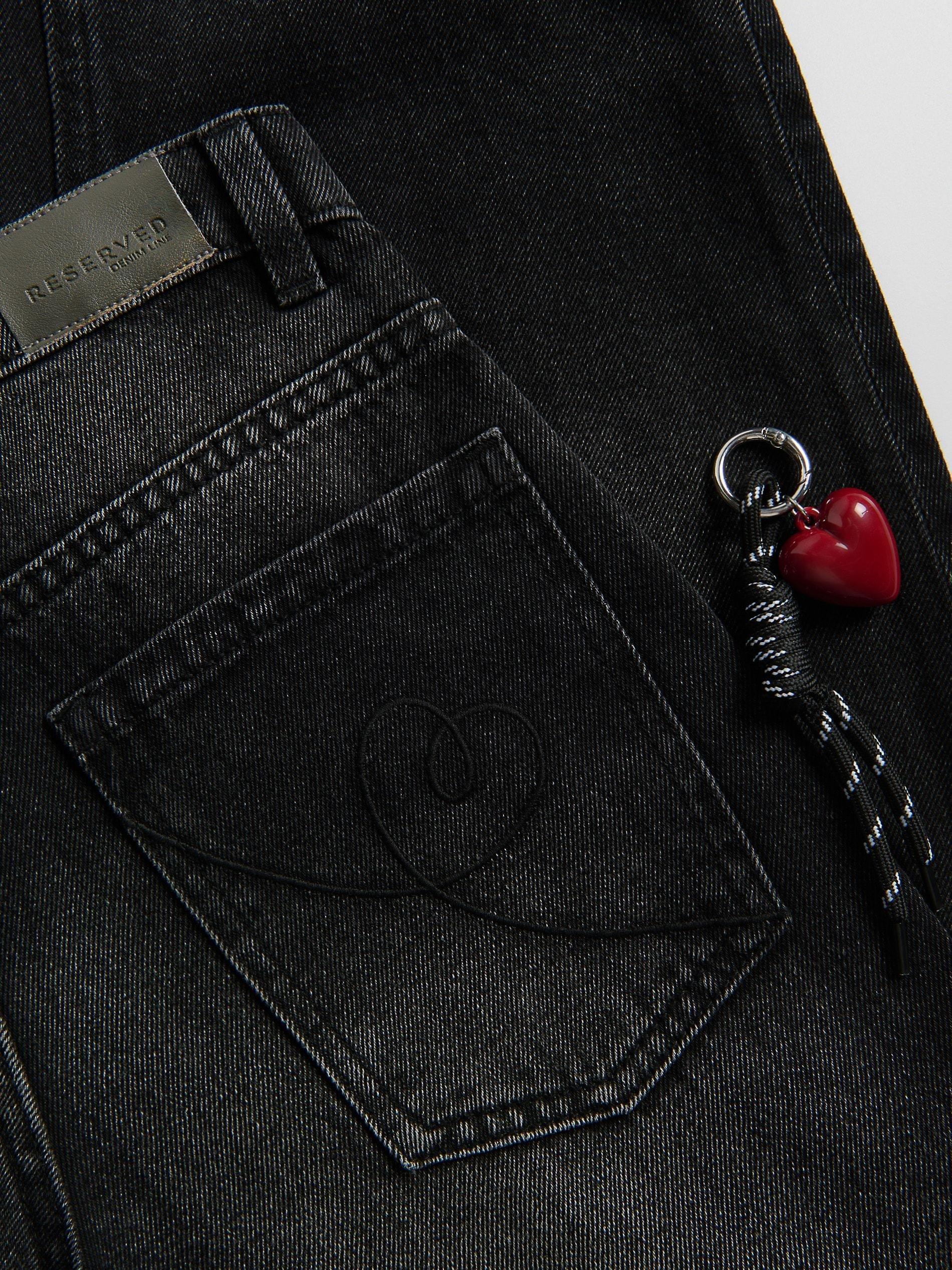 Black Skater Jeans With Keychain, Black, large image number 4