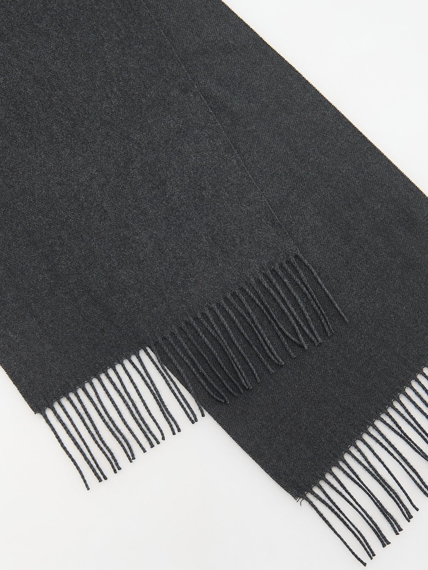 Grey Plain Scarf With Fringes, Grey, medium