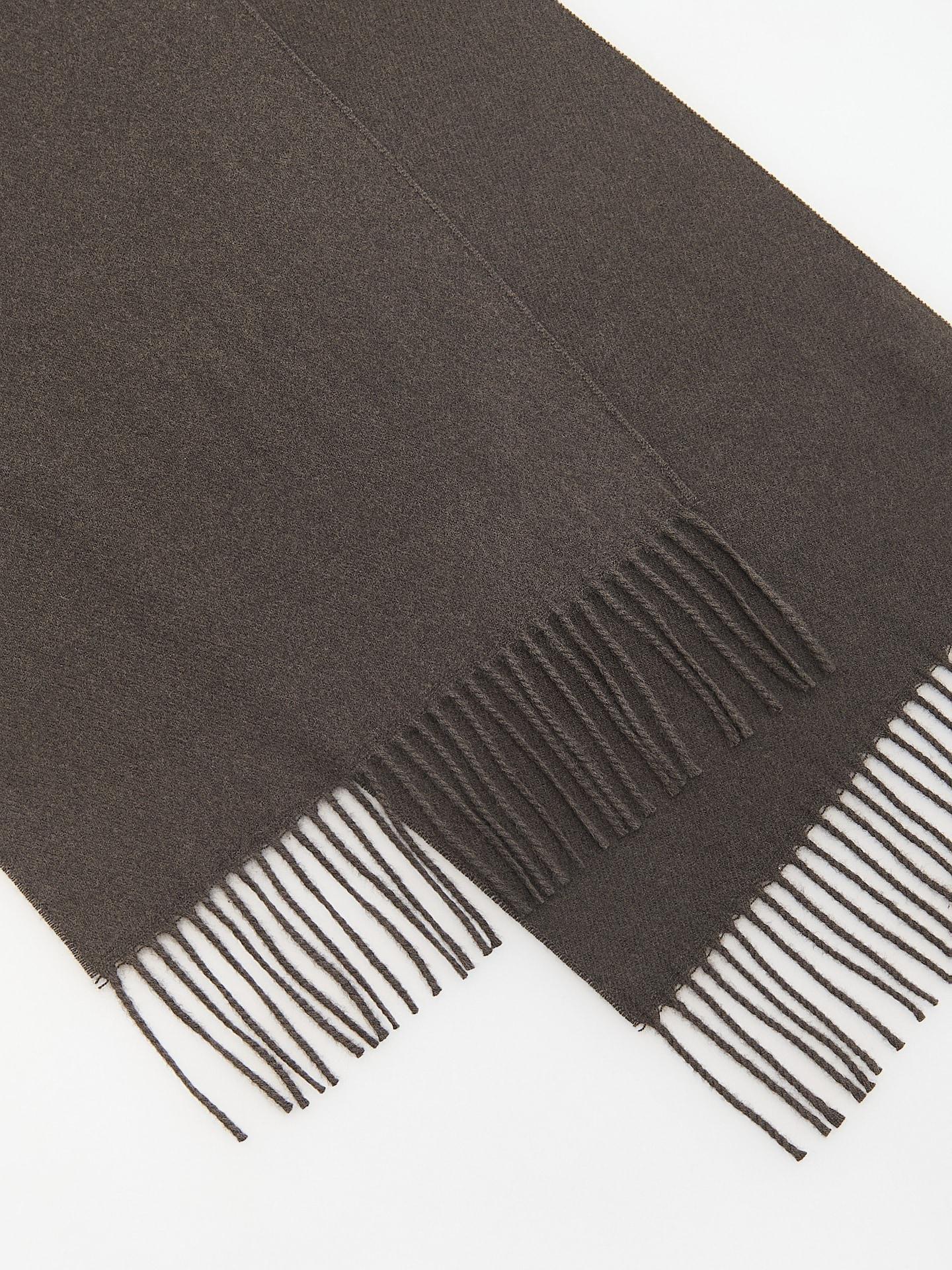 Brown Plain Scarf With Fringes, Brown, medium