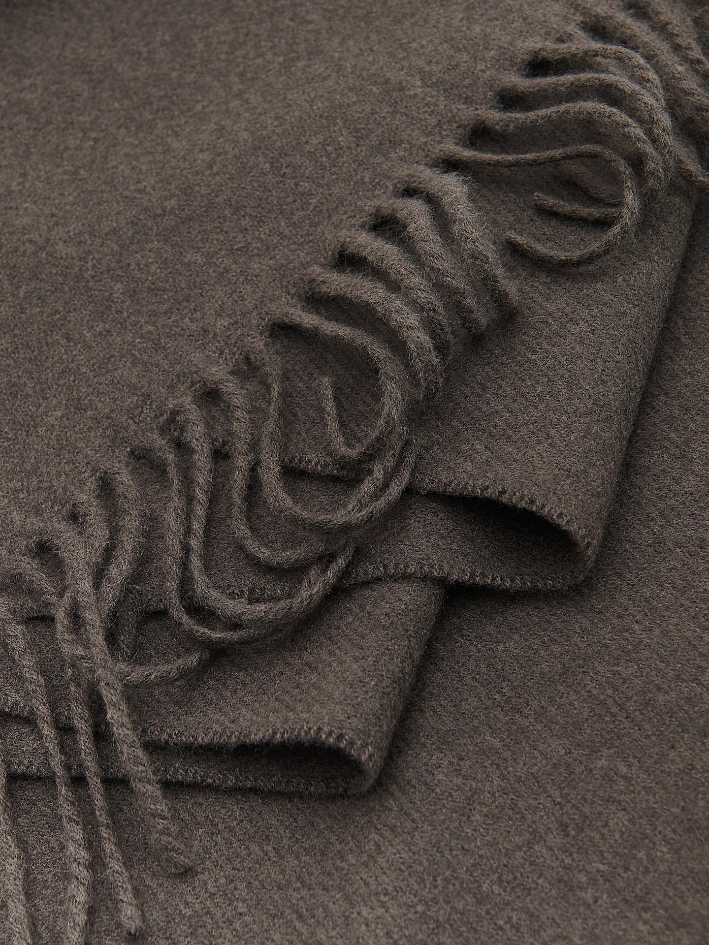 Brown Plain Scarf With Fringes, Brown, medium