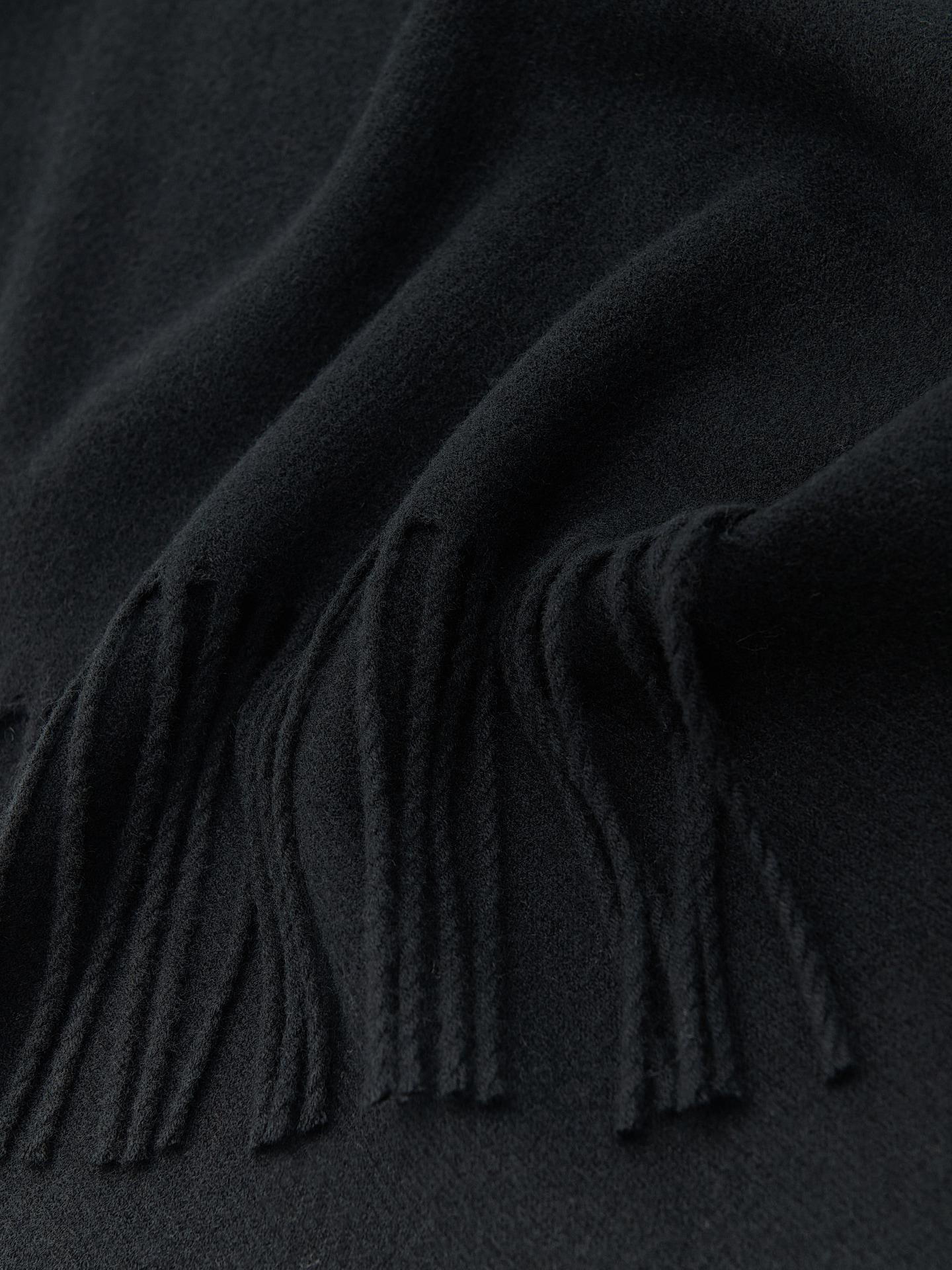 Black Plain Scarf With Fringes, Black, large image number 2
