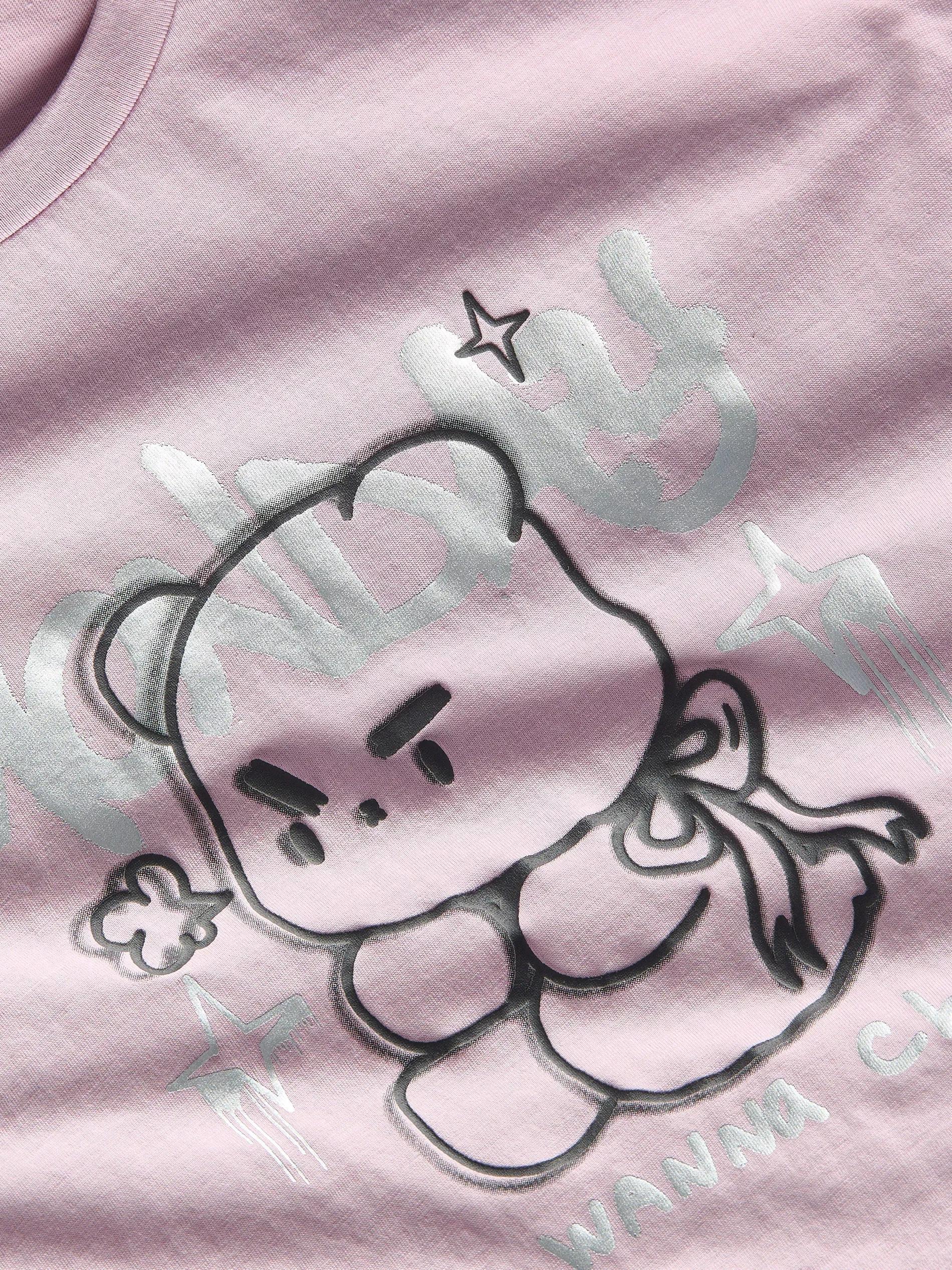 Pink Printed Cotton T-Shirt, , large image number 1
