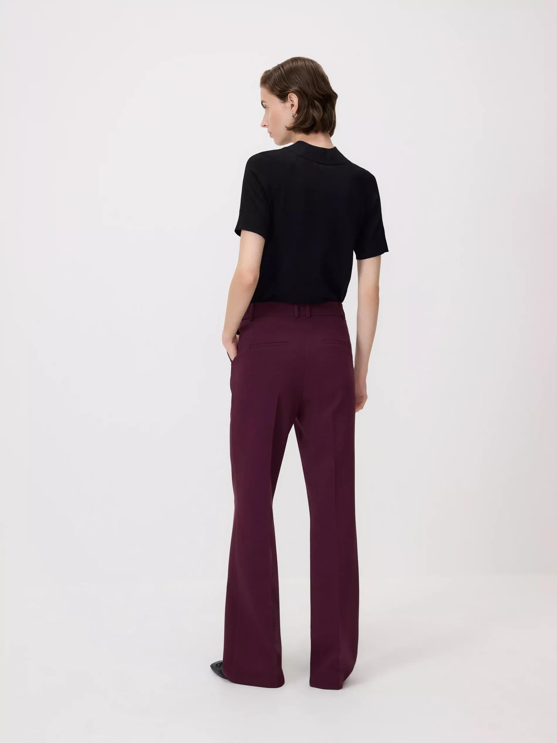 Burgundy Flare Trousers With Pressed Crease, Purple, large image number 3