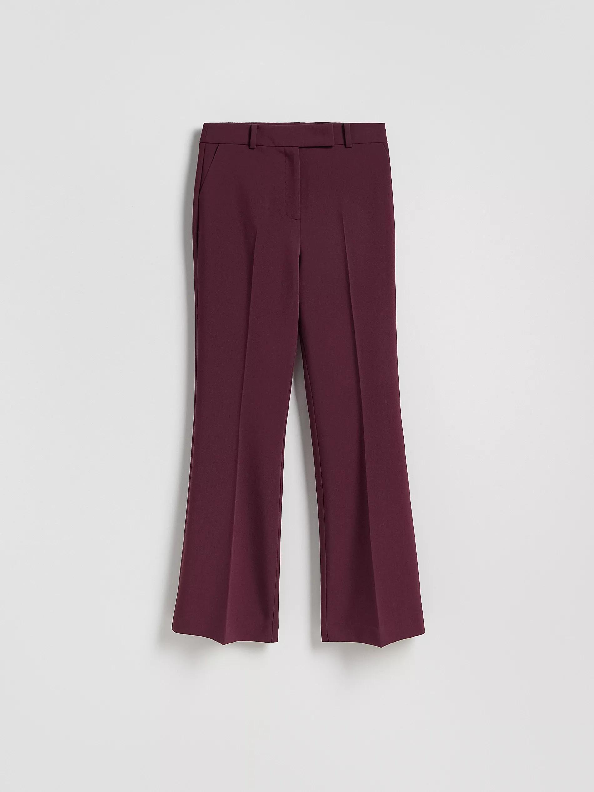 Burgundy Flare Trousers With Pressed Crease, Purple, large image number 4