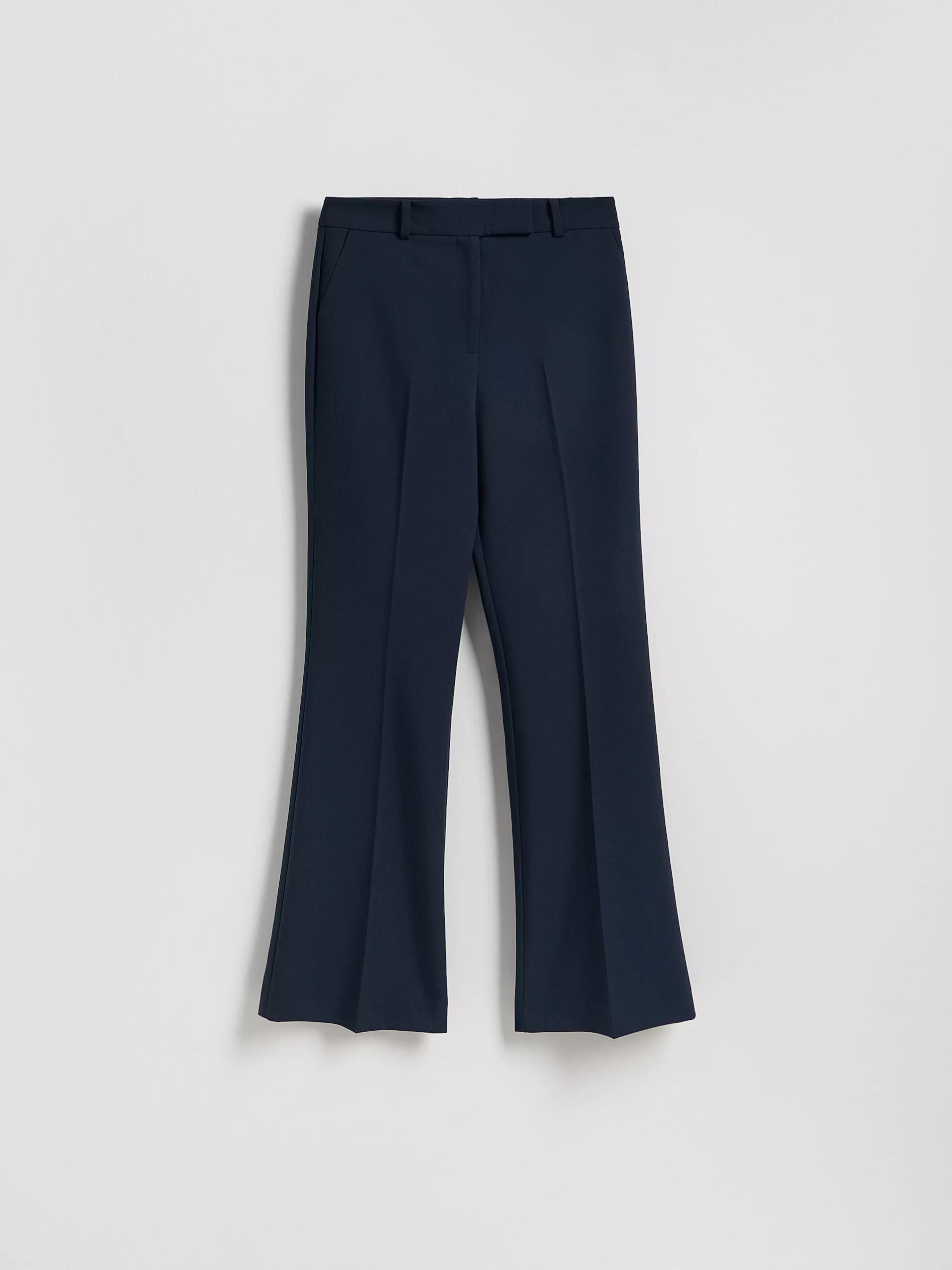 Navy Flare Trousers With Pressed Crease, Navy, large image number 4