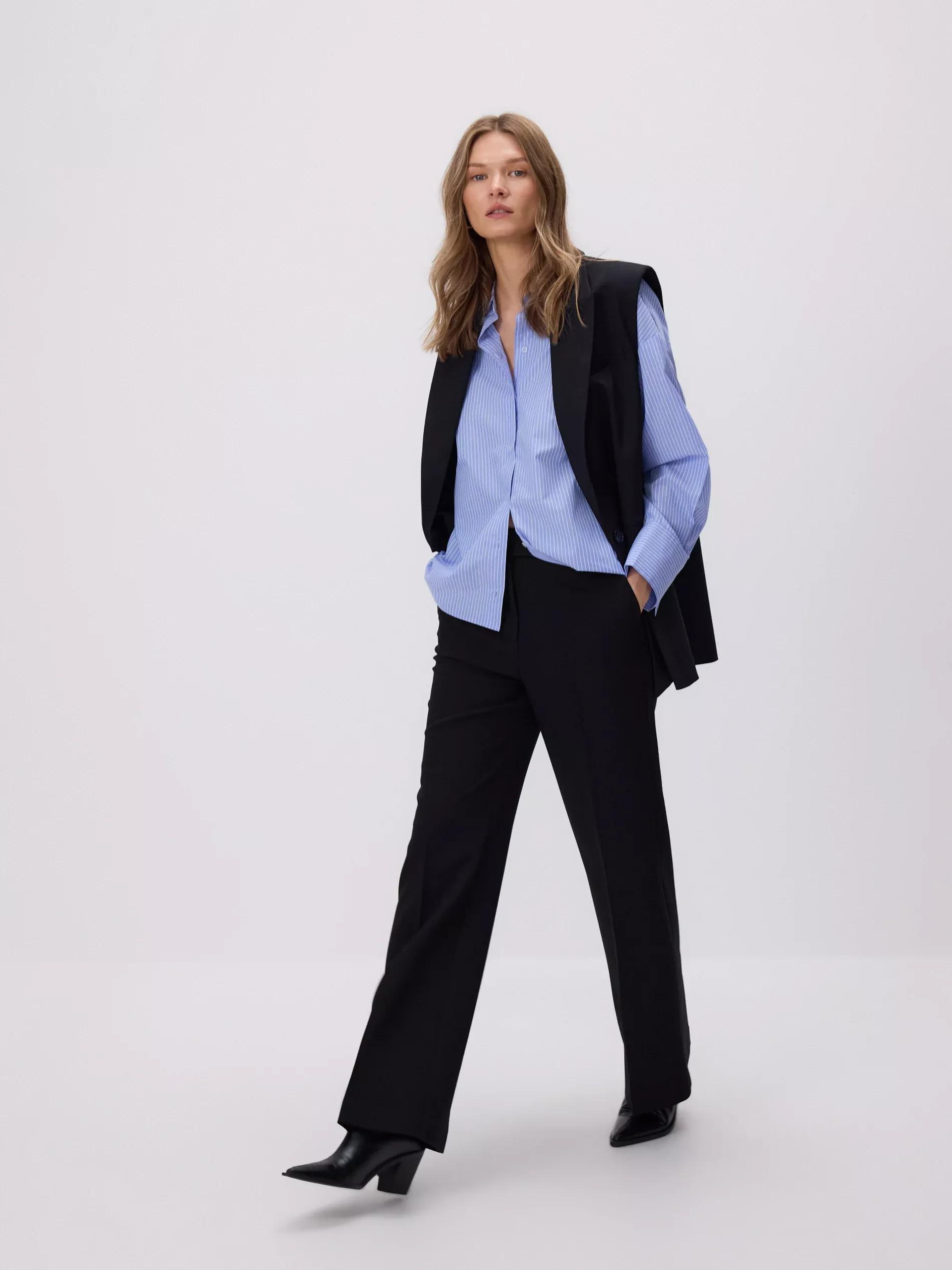 BLACK Flare trousers with pressed crease, Black, large image number 1