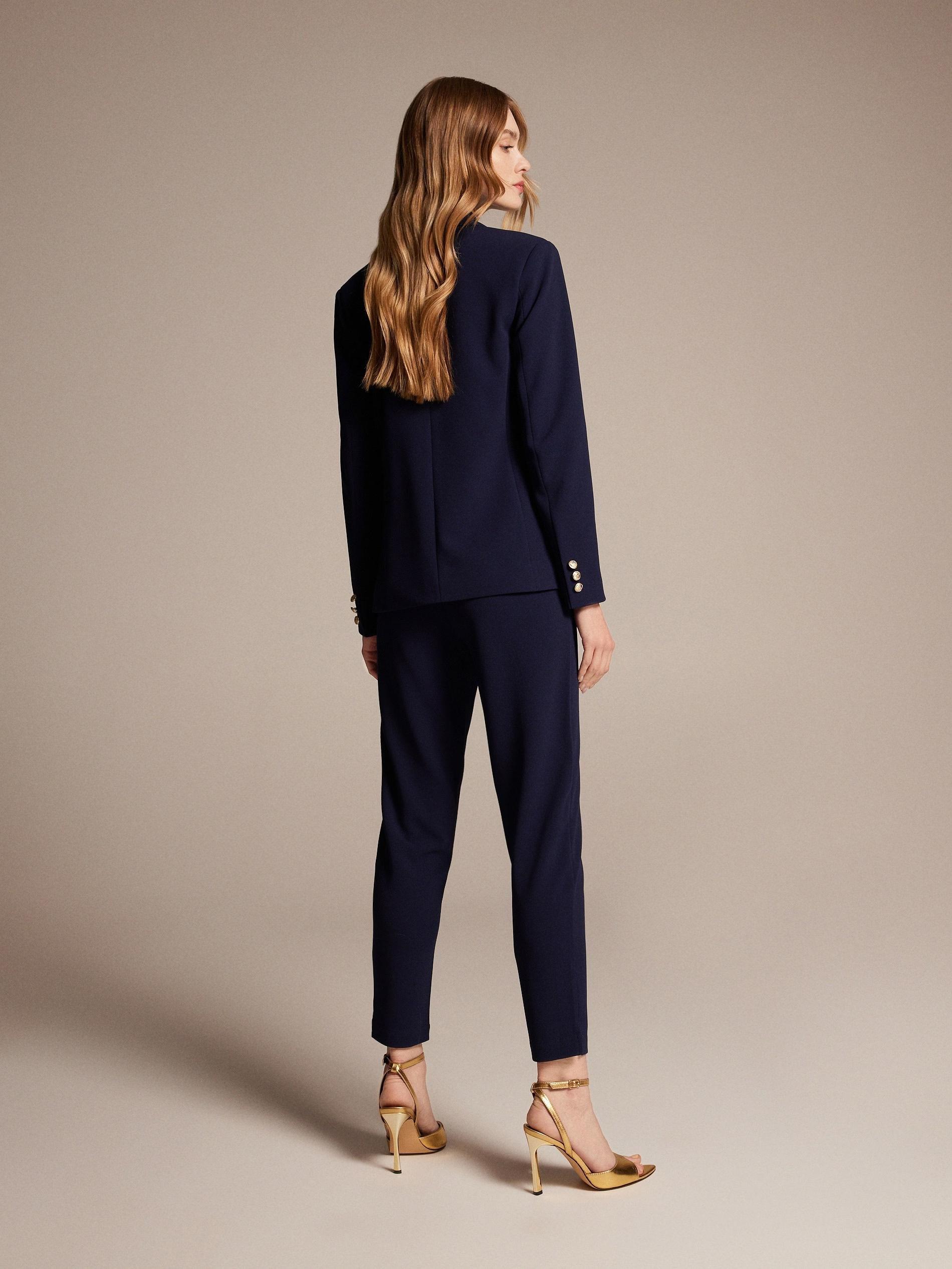 Navy Elegant Pressed Crease Trousers, , large image number 2