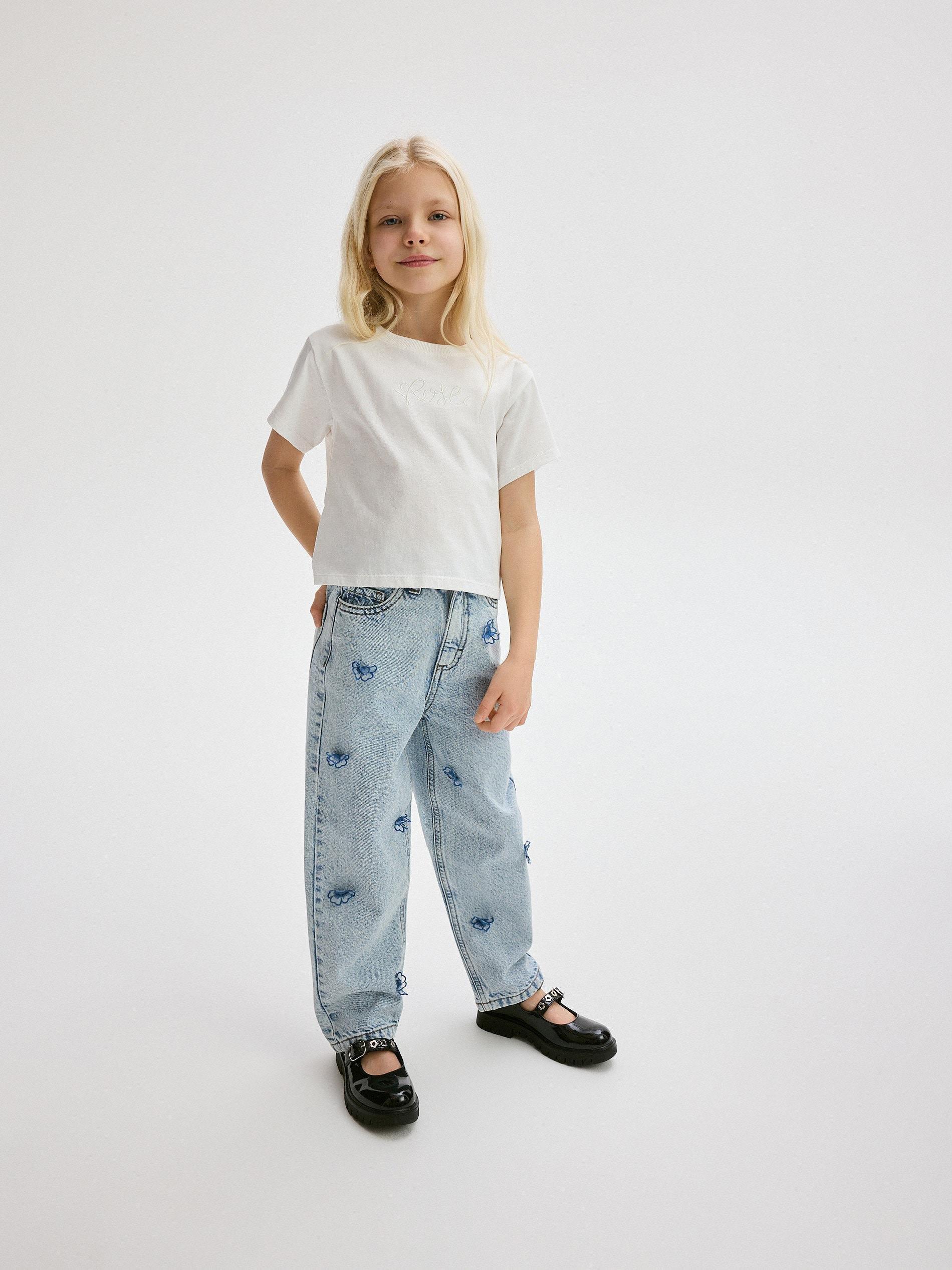 Cream Embroidered T-Shirt, Ivory, large image number 0