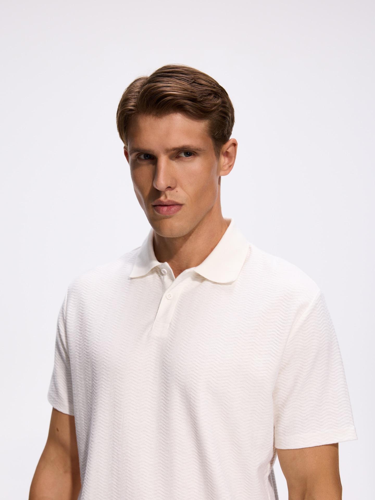 Cream Comfort Fit Polo Shirt, Ivory, large image number 2