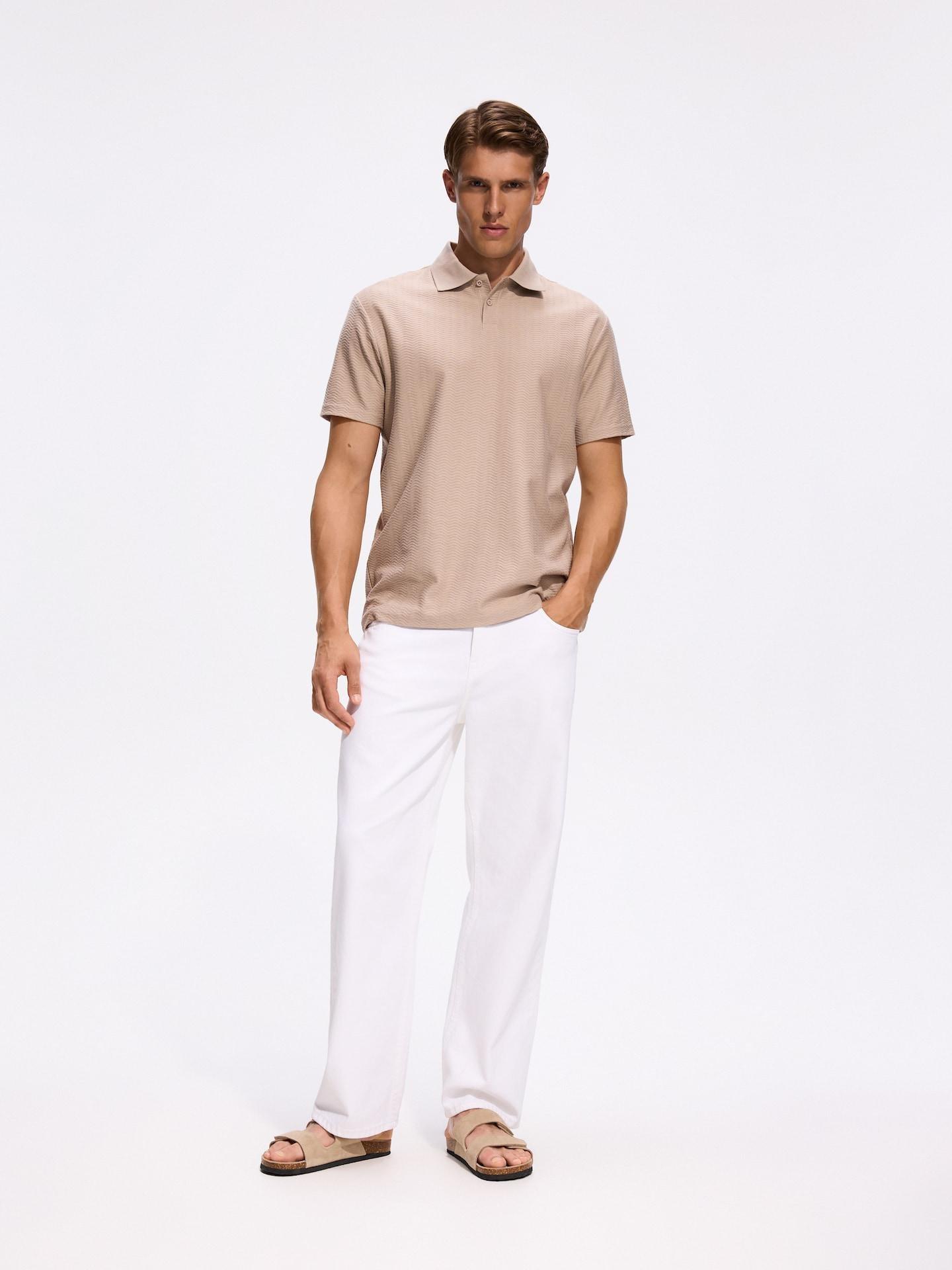 Beige Comfort Fit Polo Shirt, Beige, medium