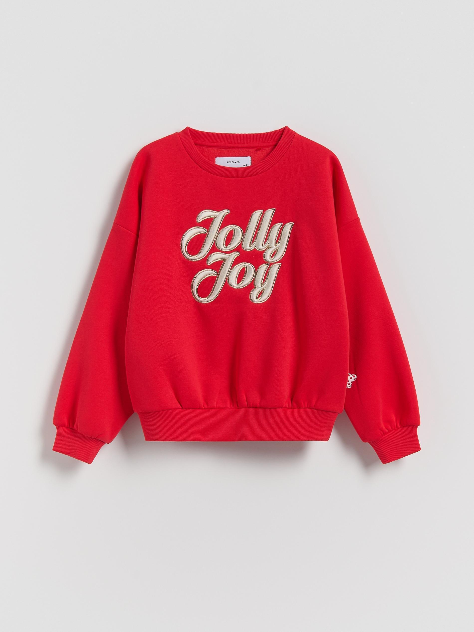 Red Christmas Sweatshirt With Slogan, Red, large image number 2