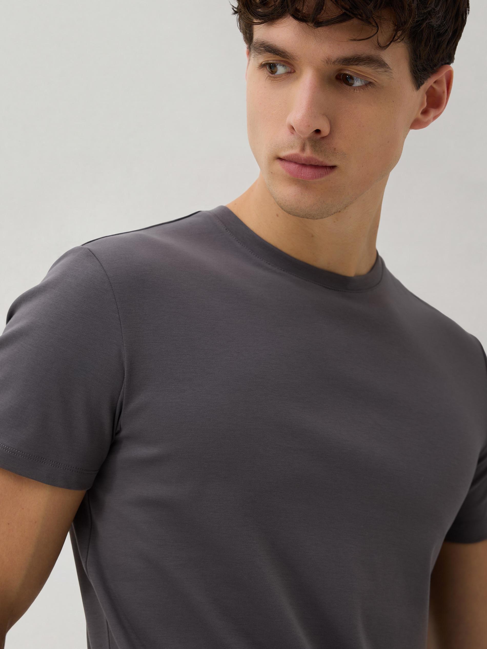 Grey Slim Pima Cotton Tee, Grey, large image number 0