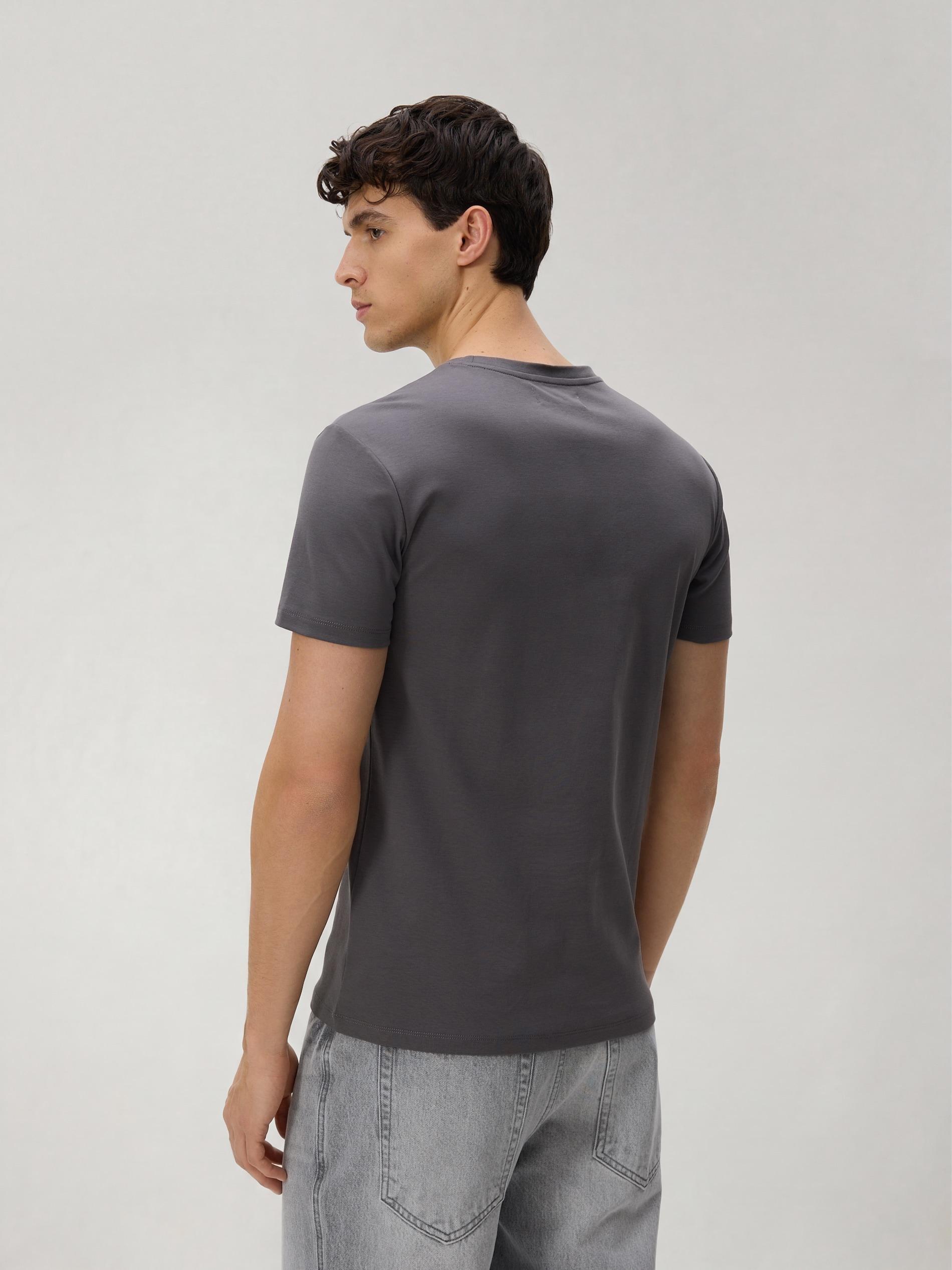 Grey Slim Pima Cotton Tee, Grey, large image number 2