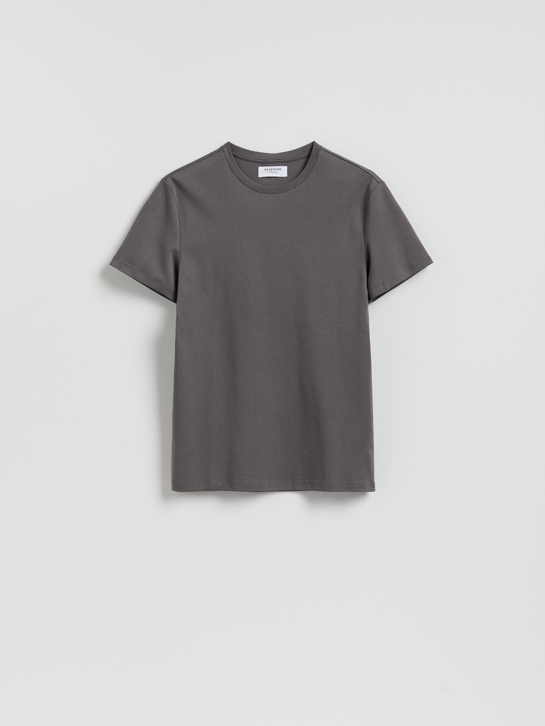 Grey Slim Pima Cotton Tee, Grey, large image number 4