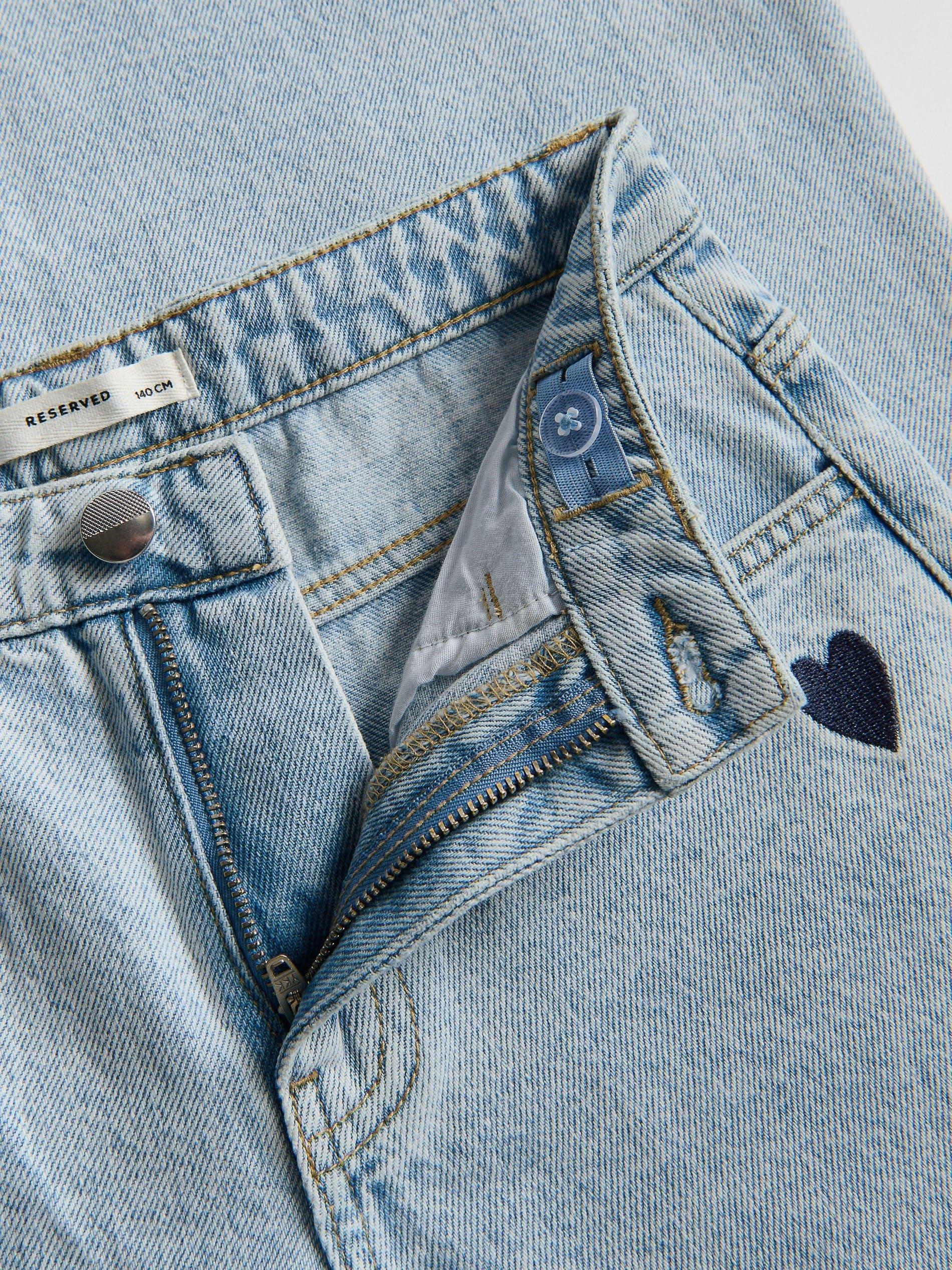 Blue Wide Leg Jeans With Embroidery Detailing, Blue, large image number 3