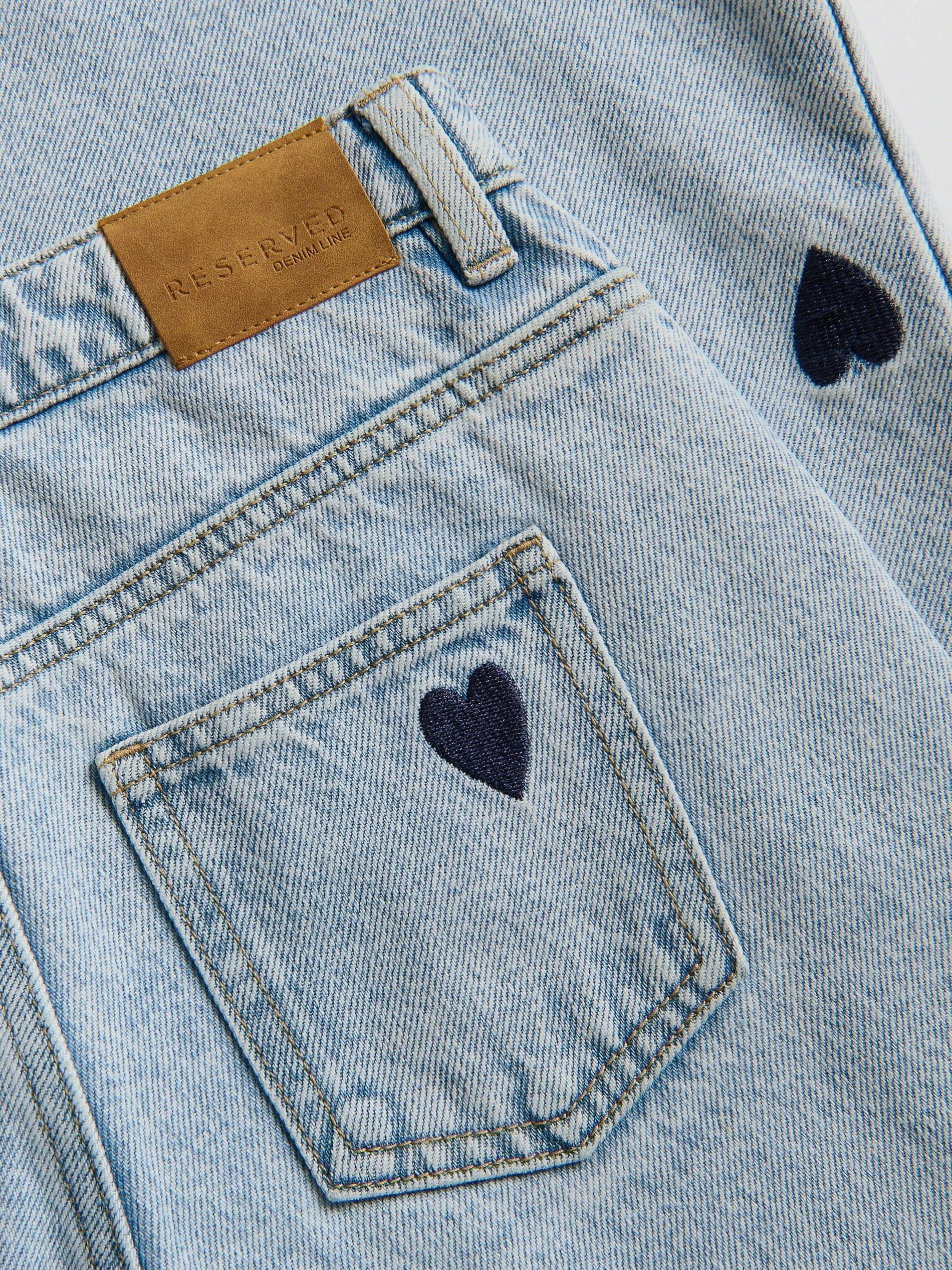 Blue Wide Leg Jeans With Embroidery Detailing, Blue, large image number 4