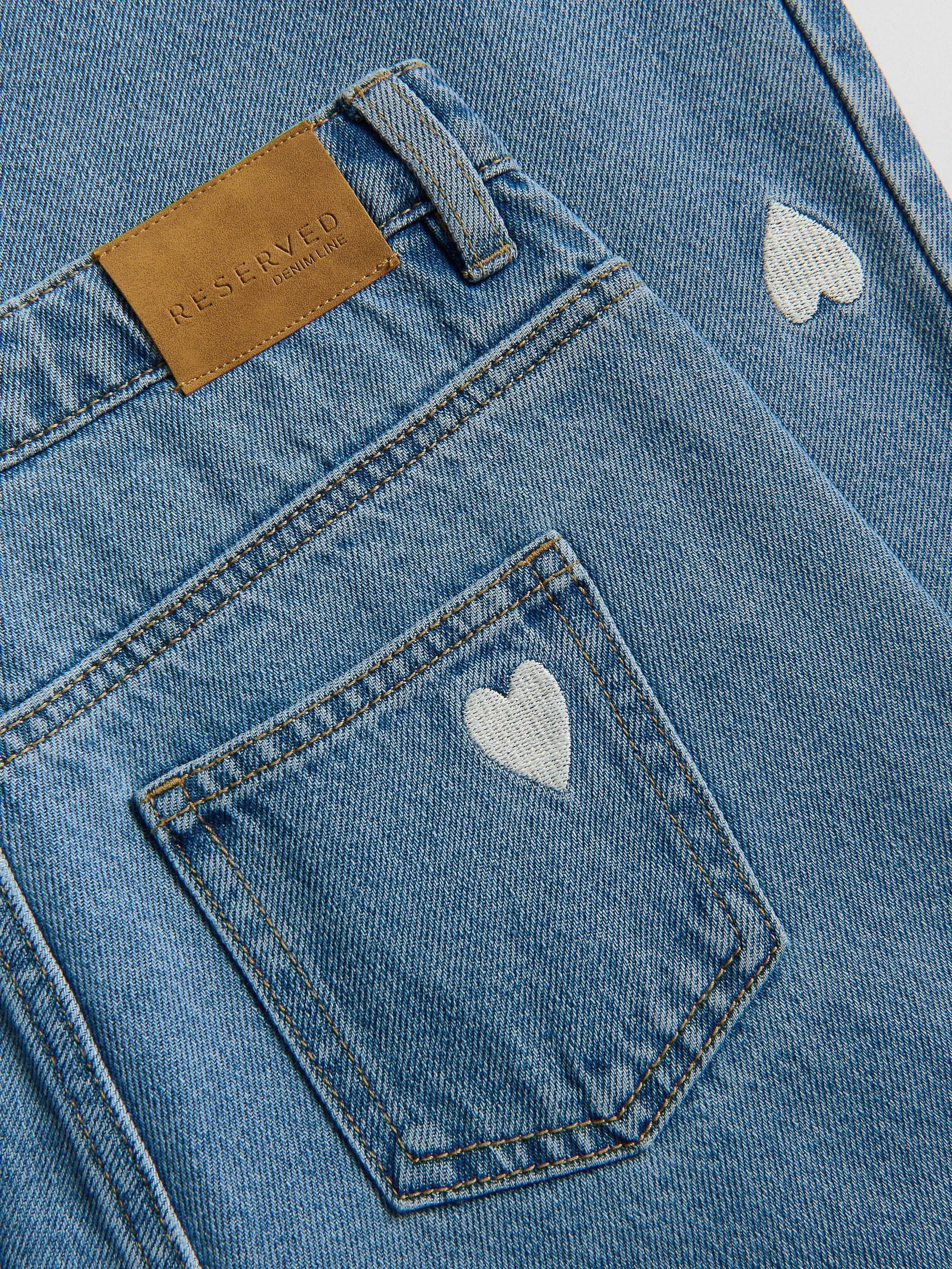 Blue Wide Leg Jeans With Embroidery Detailing, Blue, large image number 4