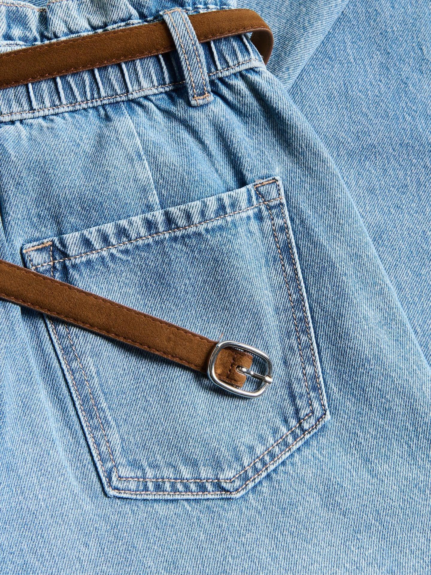 Blue Jeans Wide Leg Jeans With Belt, Blue, large image number 1