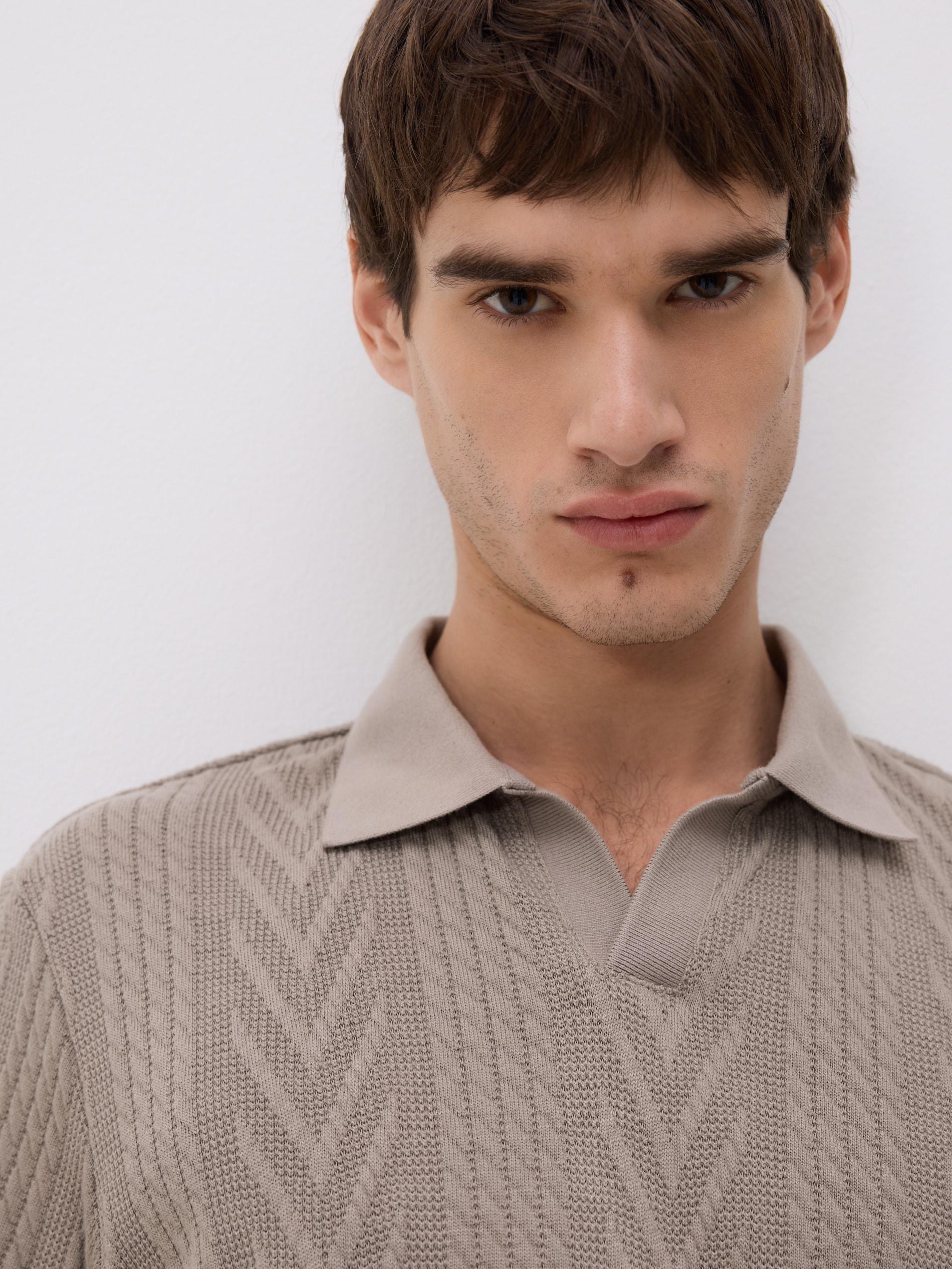 Beige Comfort Fit Structural Fabric Polo Shirt, Beige, large image number 2