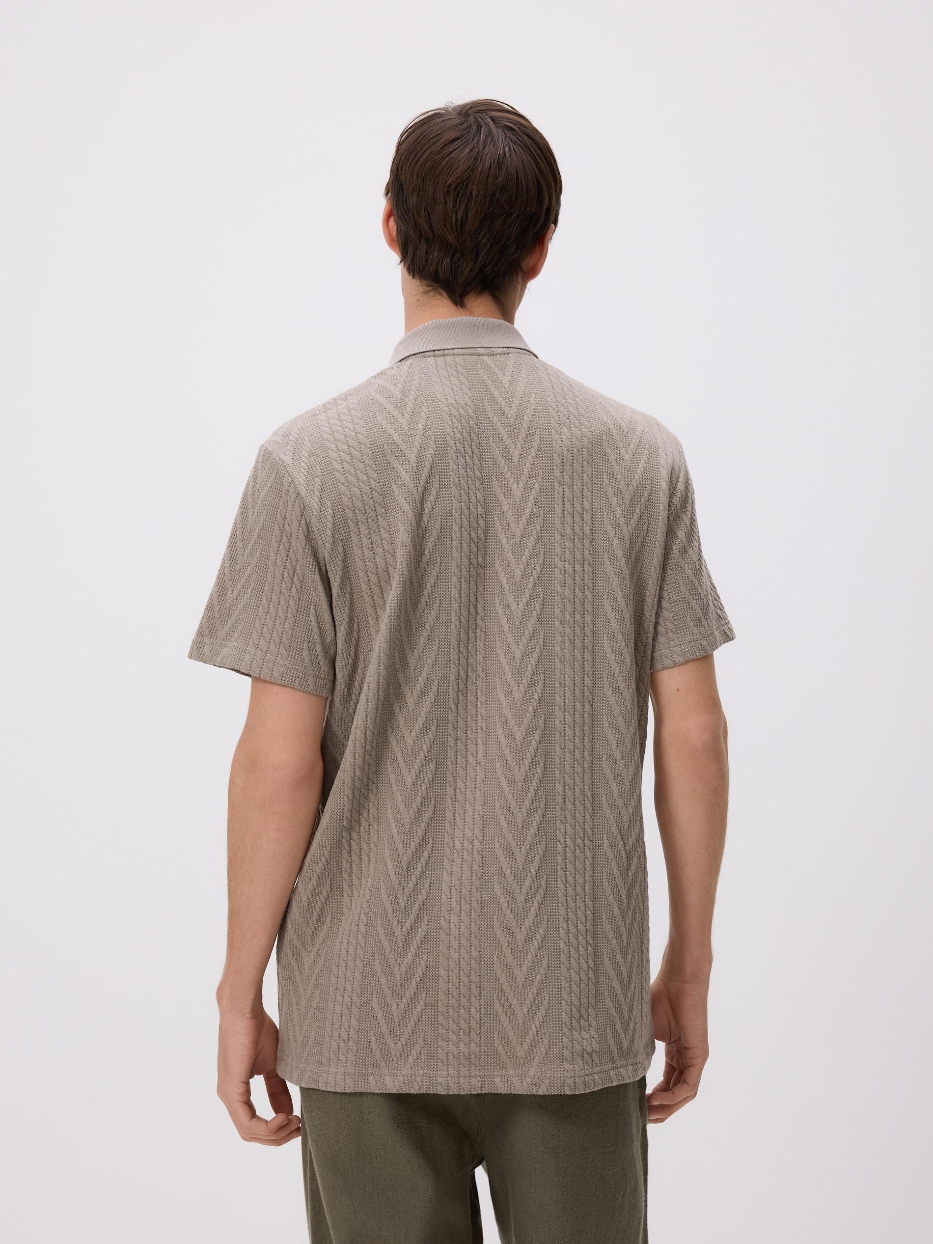 Beige Comfort Fit Structural Fabric Polo Shirt, Beige, large image number 3