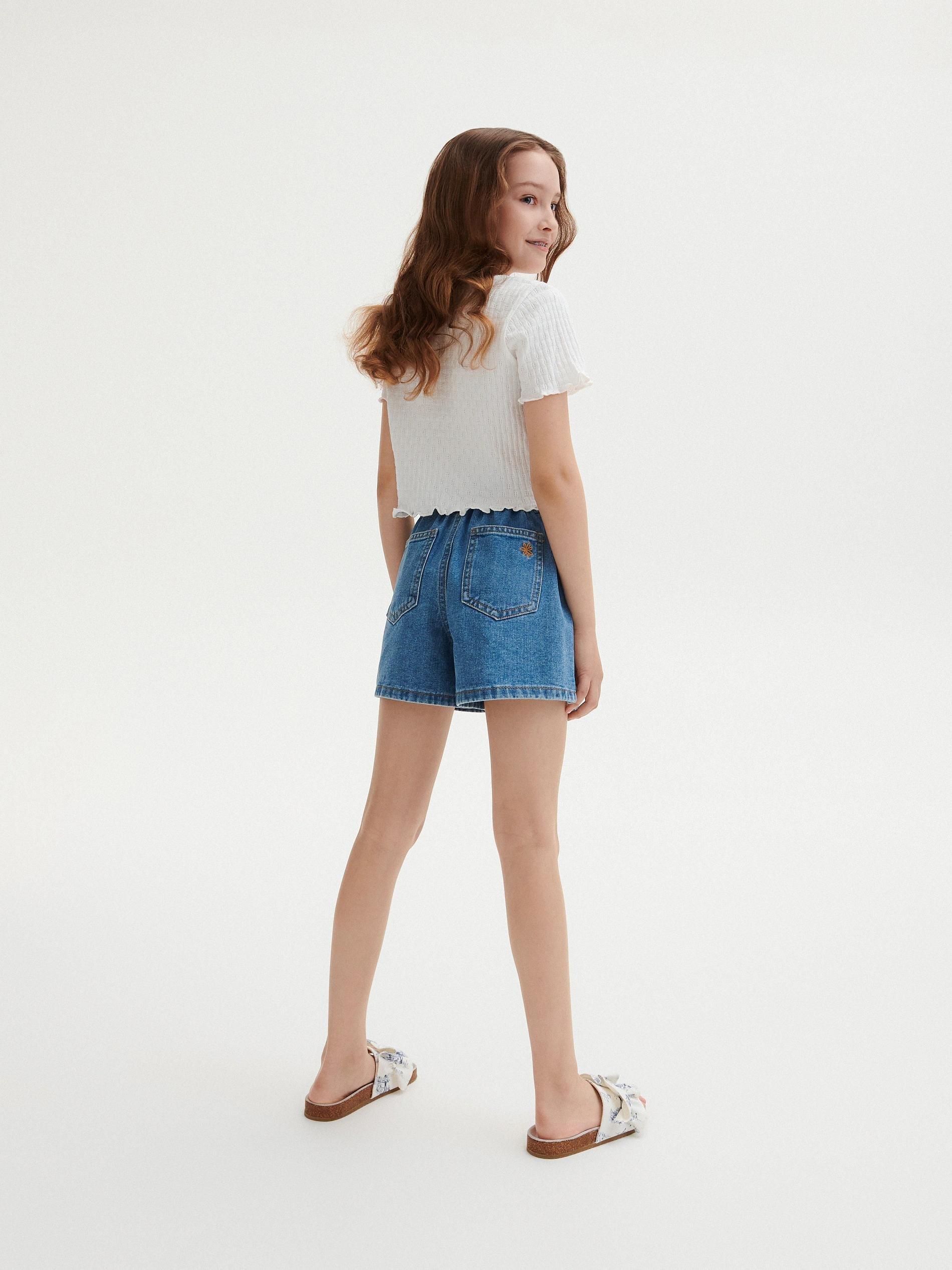 Paperbag denim clearance short