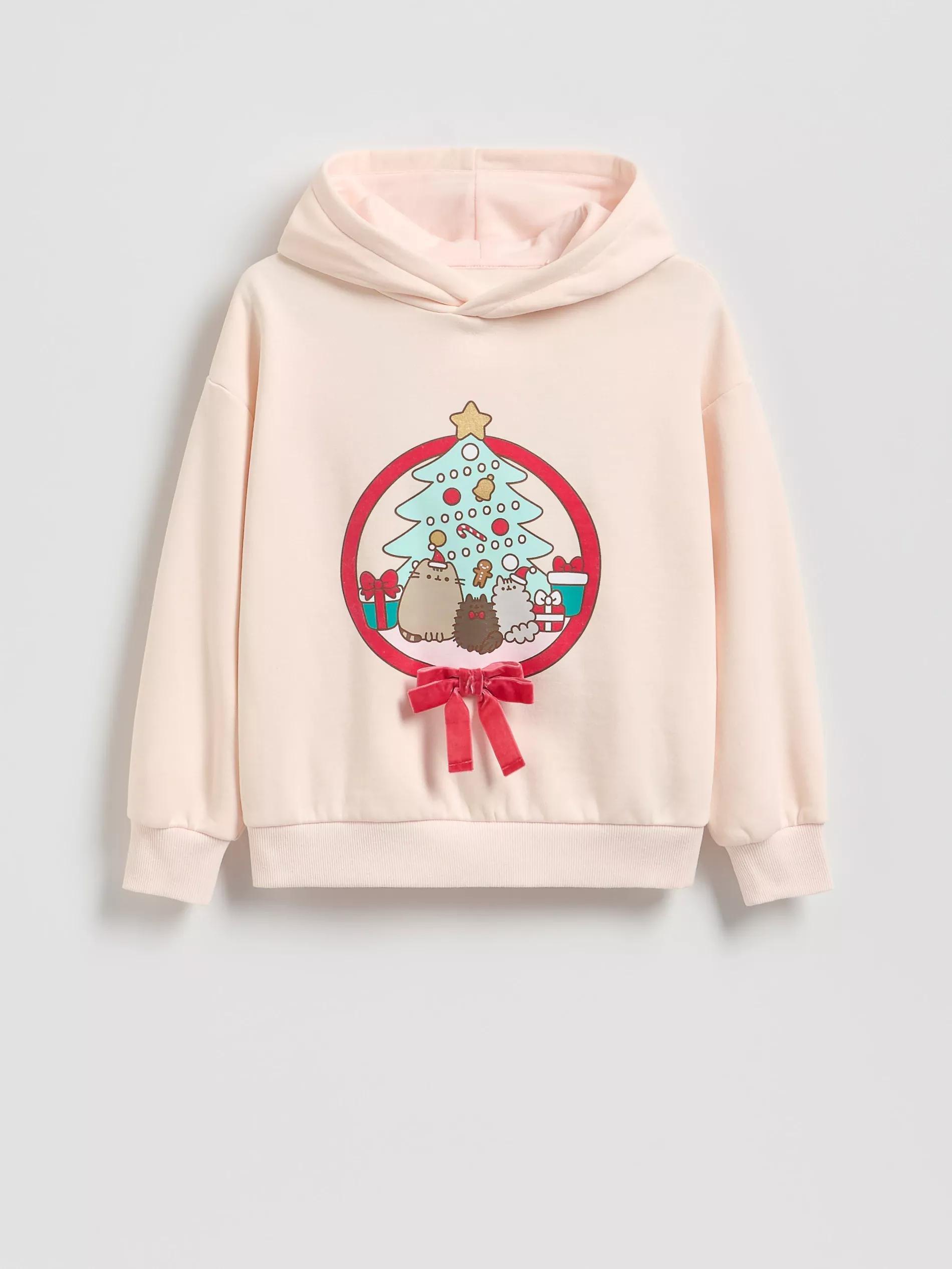 Nude Pusheen Christmas Hoodie, Kids Girls, Ivory, large image number 3