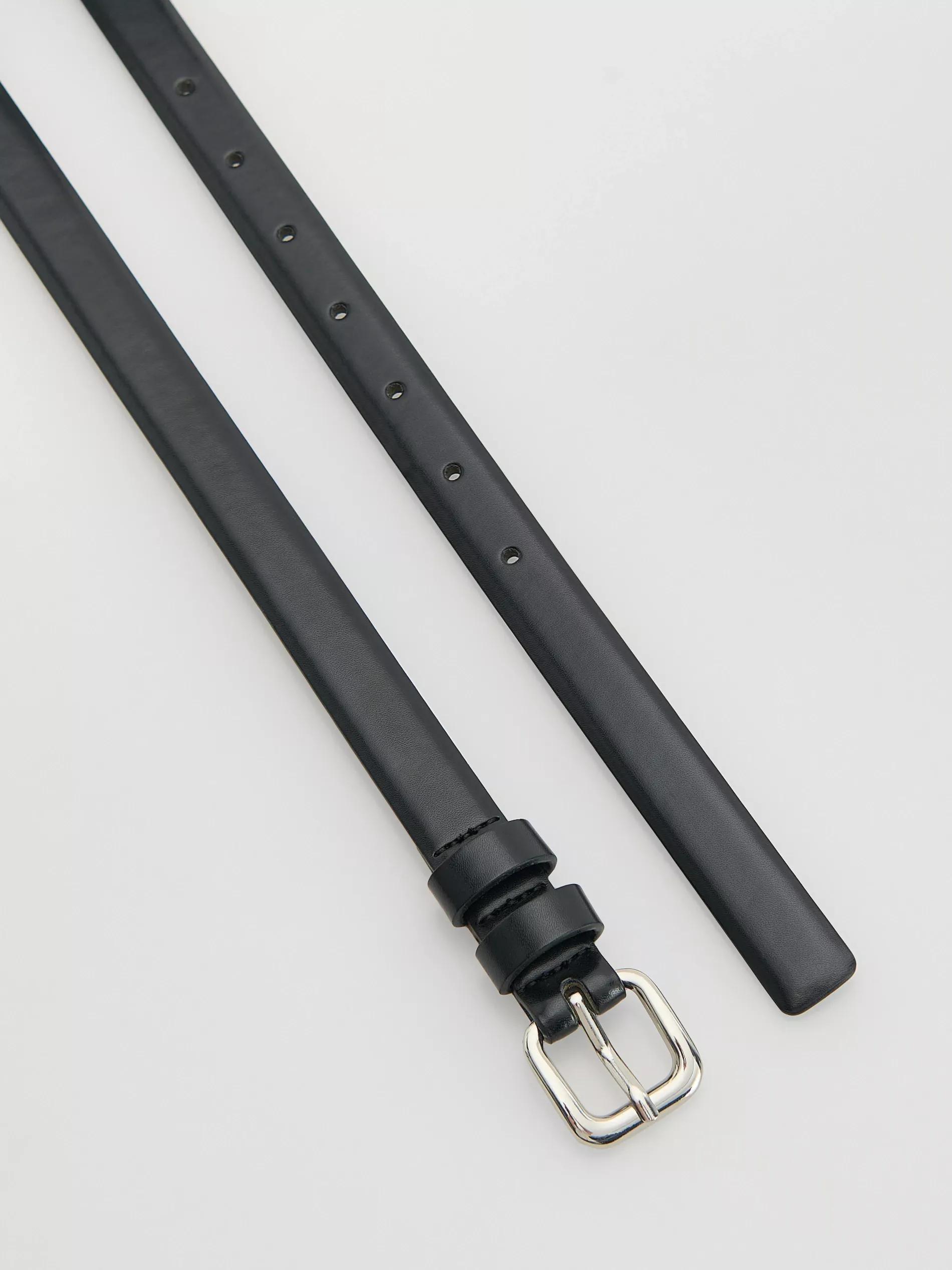 Black Combined Materials Belt, Black, medium