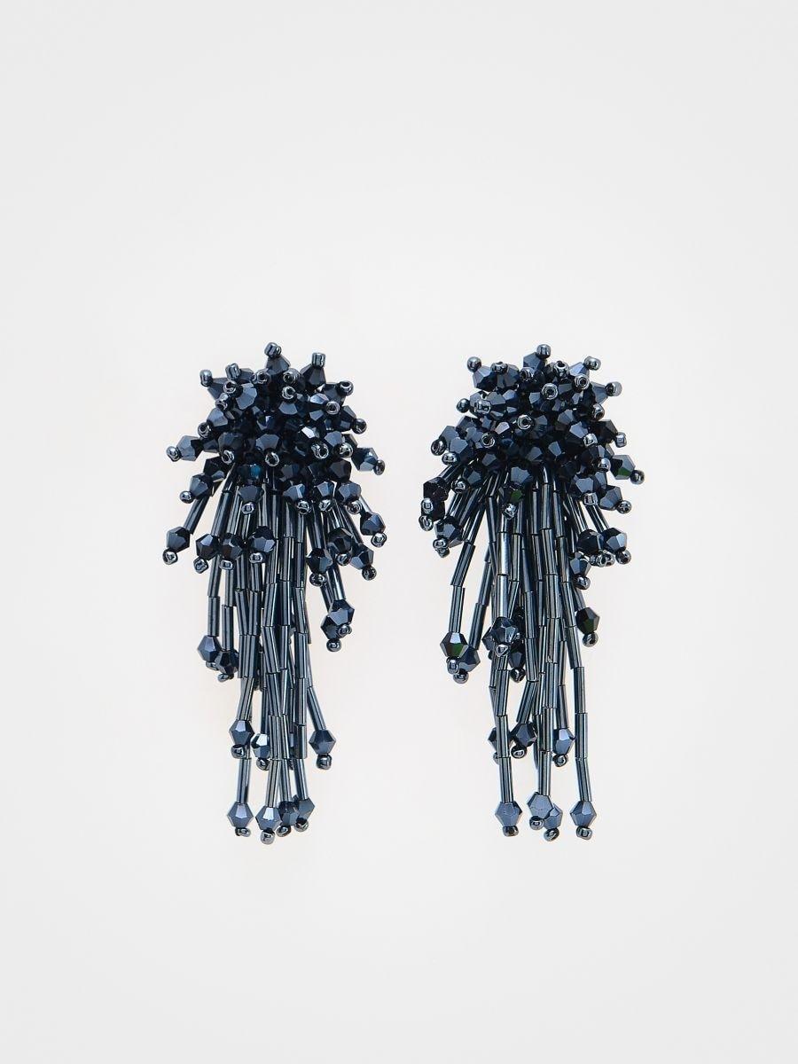 Navy Drop Earrings, Blue, large image number 0