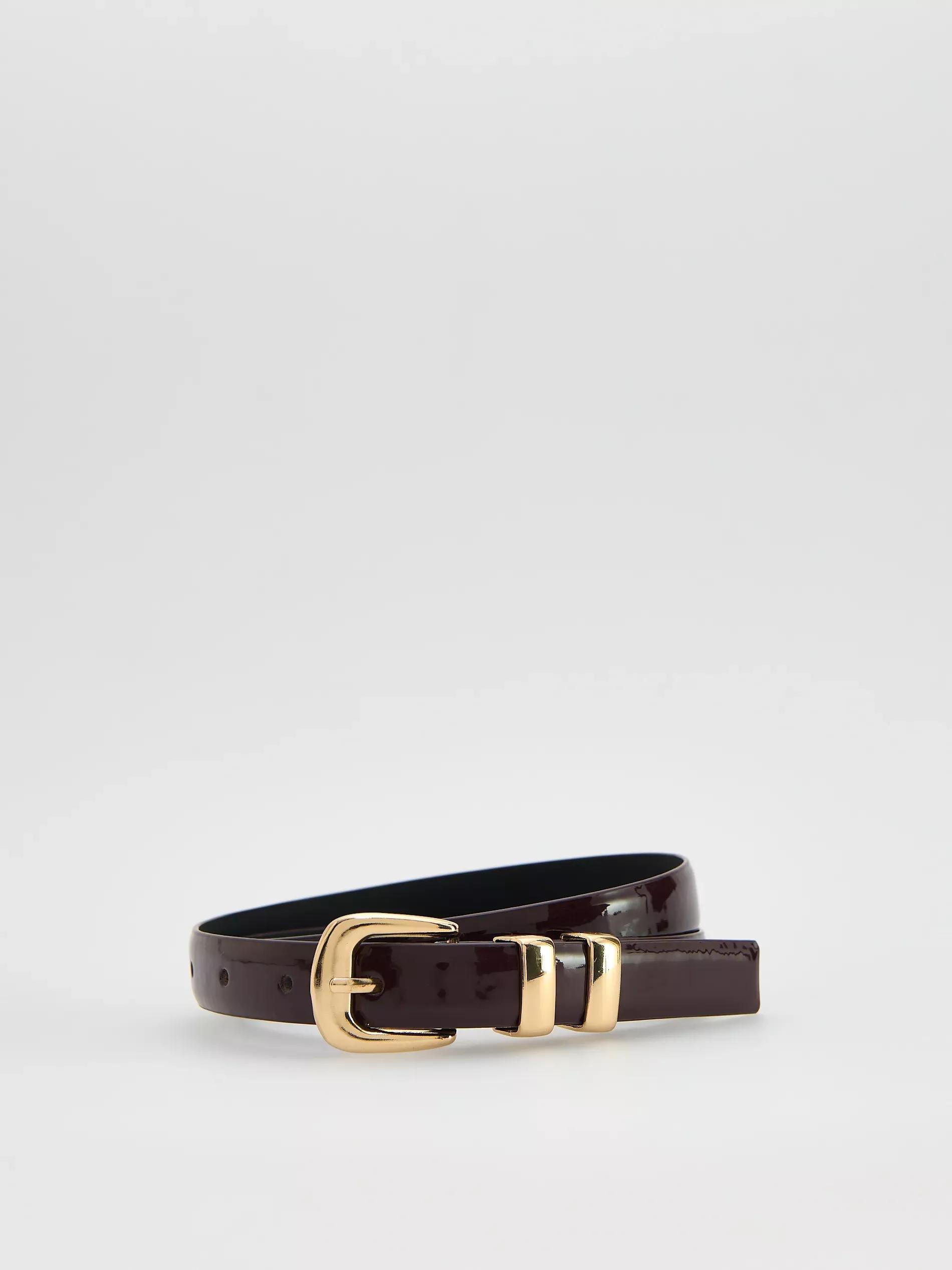 Brown Buckle Belt, Burgundy, large image number 0