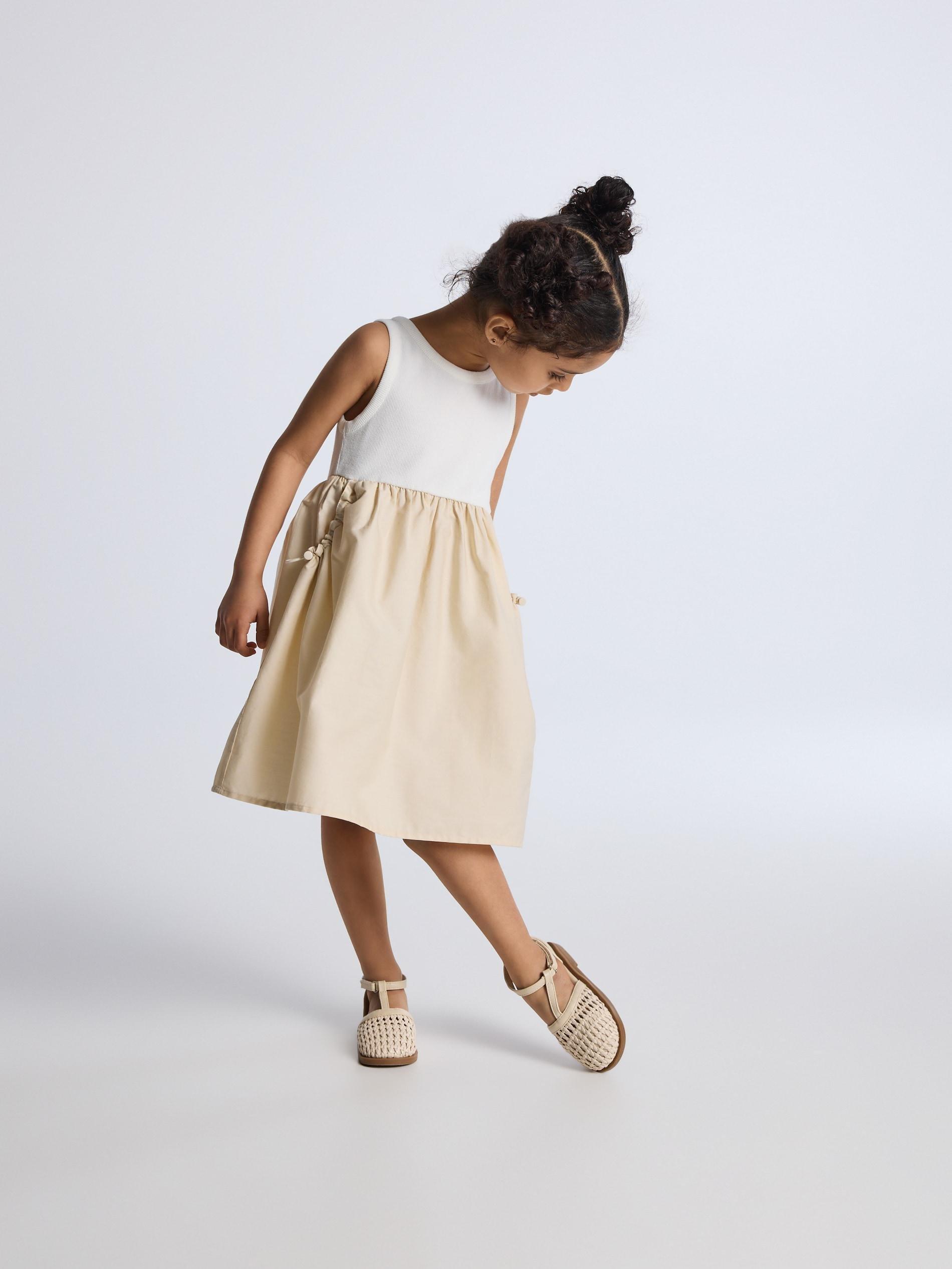Beige Cotton Dress, Beige, large image number 1